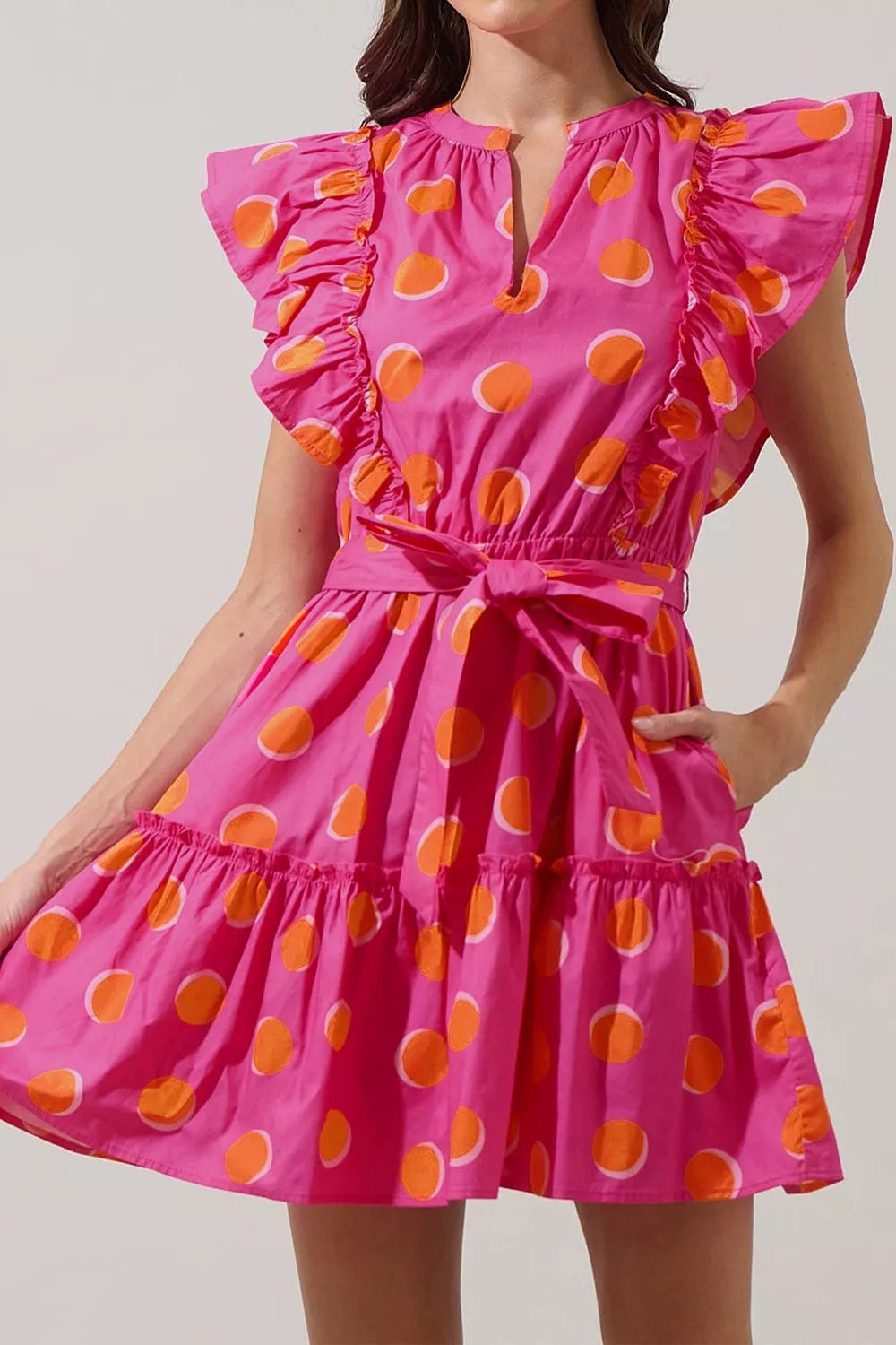 Ruffle Sleeve Polka Dot Mini Dress - Flip Flop Dynasty