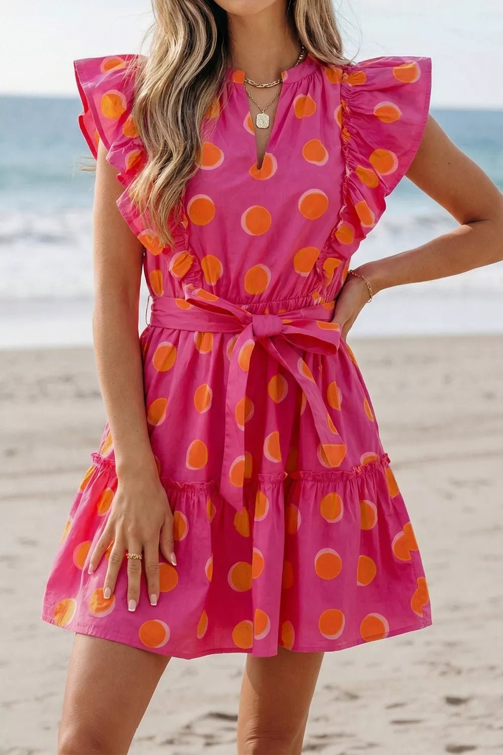 Ruffle Sleeve Polka Dot Mini Dress - Flip Flop Dynasty