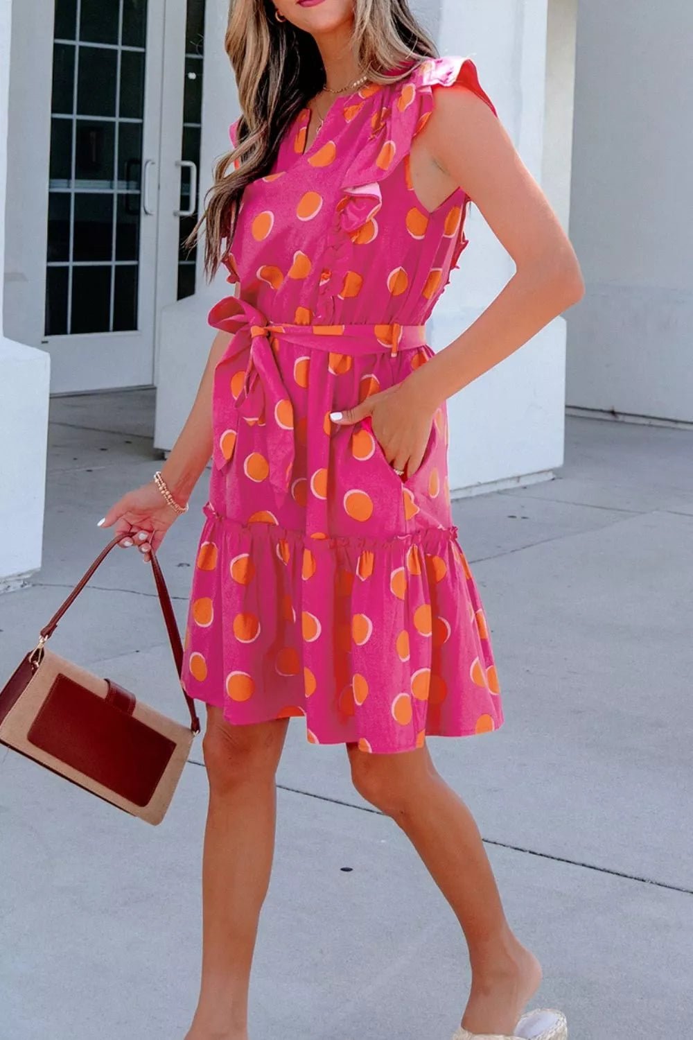 Ruffle Sleeve Polka Dot Mini Dress - Flip Flop Dynasty