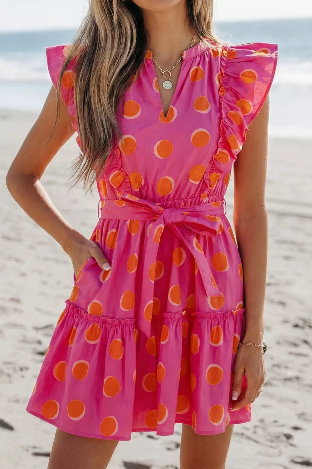 Ruffle Sleeve Polka Dot Mini Dress - Flip Flop Dynasty