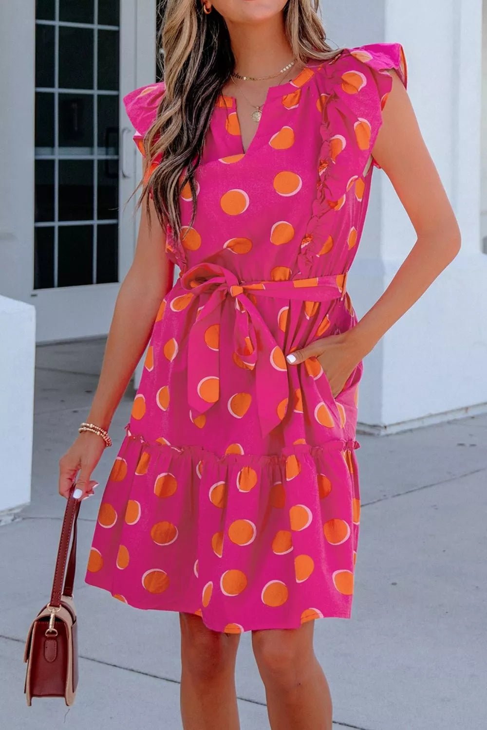 Ruffle Sleeve Polka Dot Mini Dress - Flip Flop Dynasty