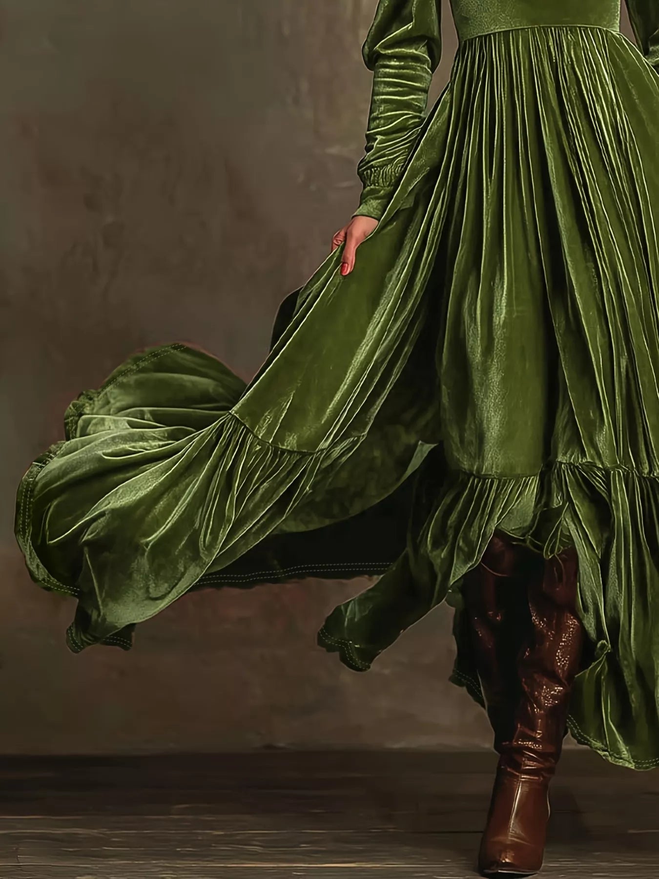 Ruffled Hem Long Sleeve Dress - Flip Flop Dynasty