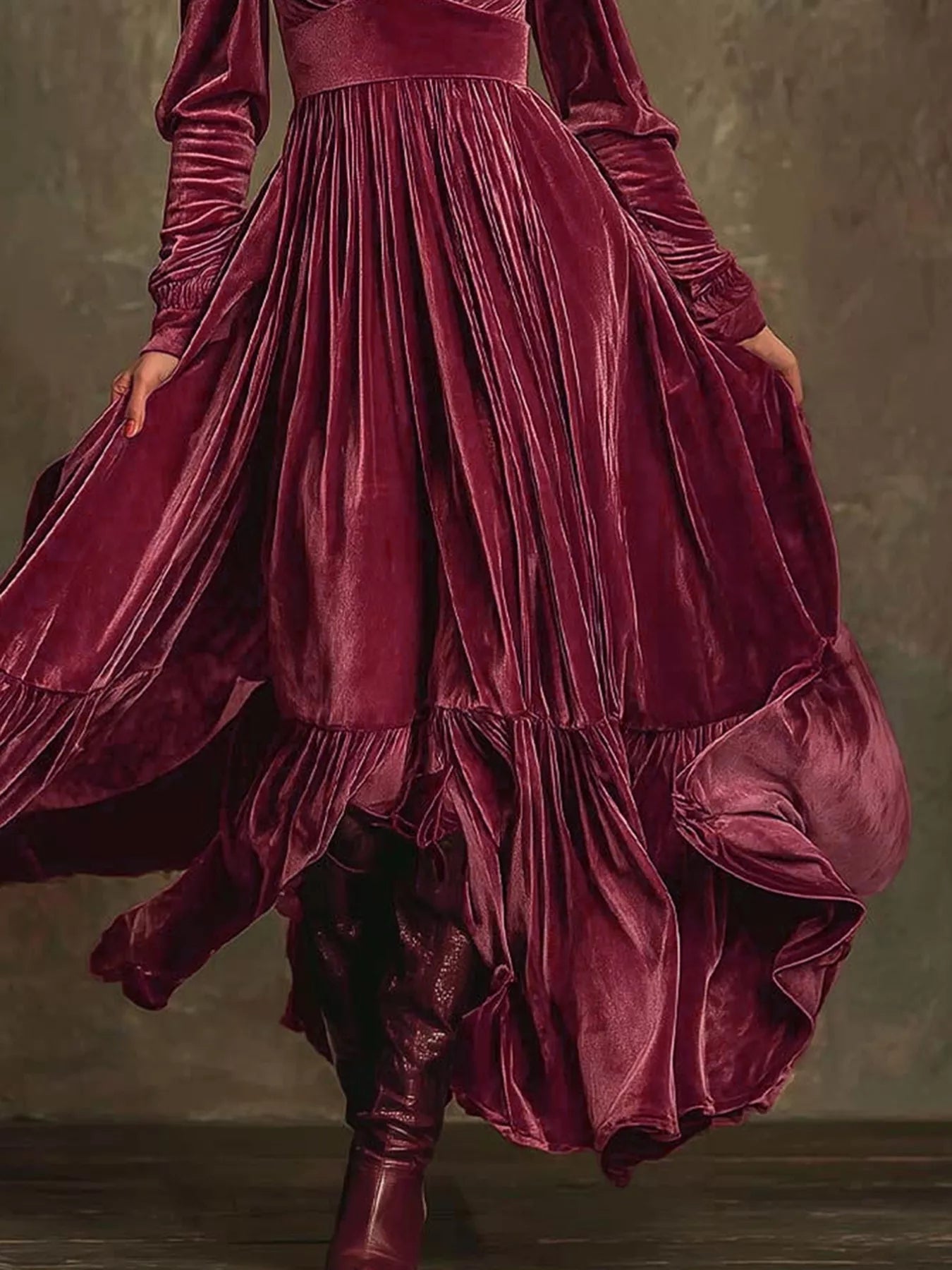 Ruffled Hem Long Sleeve Dress - Flip Flop Dynasty