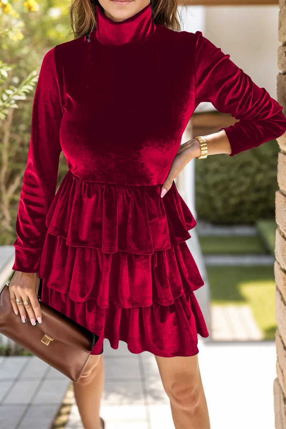 Ruffled Layered Long Sleeve Mini Dress - Flip Flop Dynasty