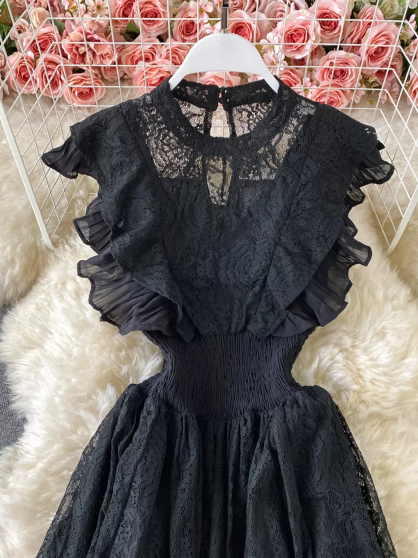 Ruffled Mock Neck Lace Maxi Dress - Flip Flop Dynasty