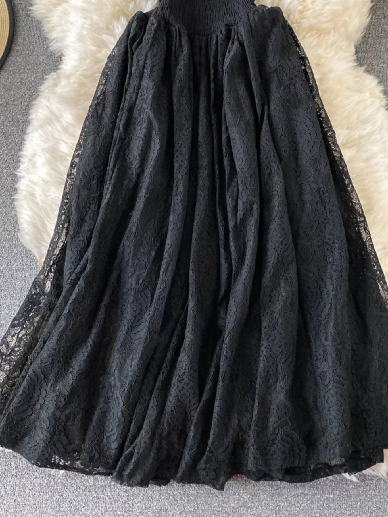 Ruffled Mock Neck Lace Maxi Dress - Flip Flop Dynasty