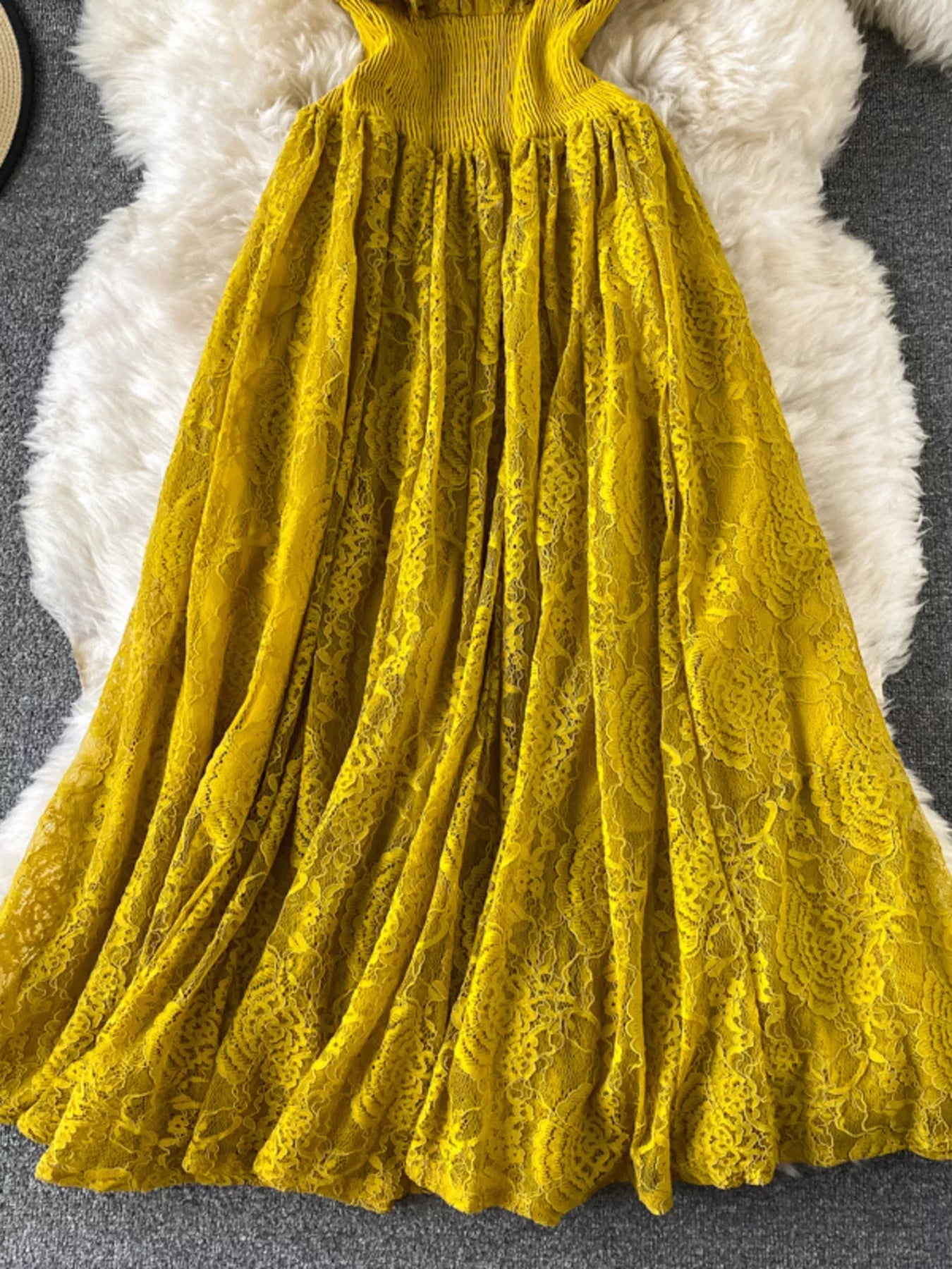 Ruffled Mock Neck Lace Maxi Dress - Flip Flop Dynasty