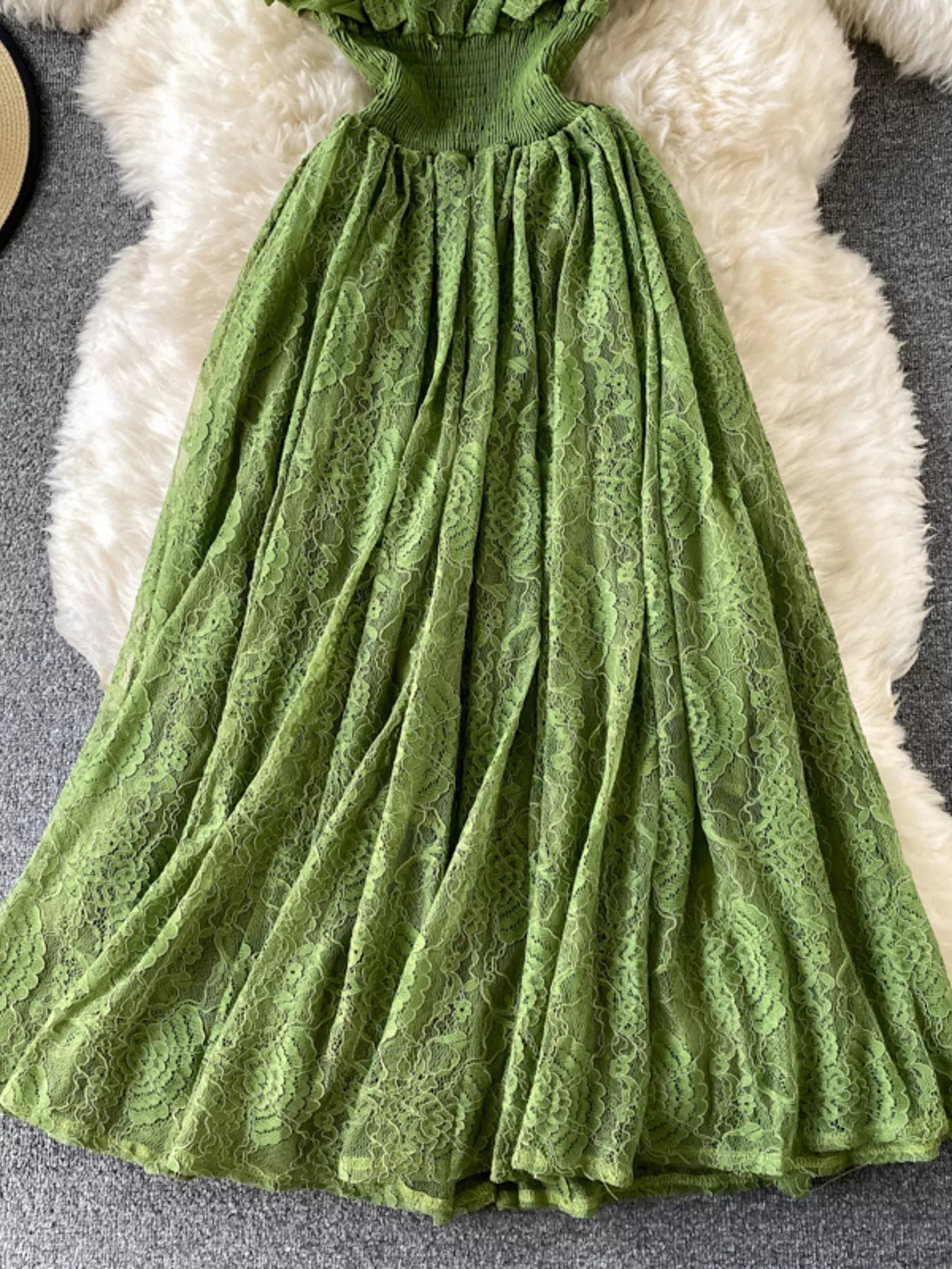 Ruffled Mock Neck Lace Maxi Dress - Flip Flop Dynasty