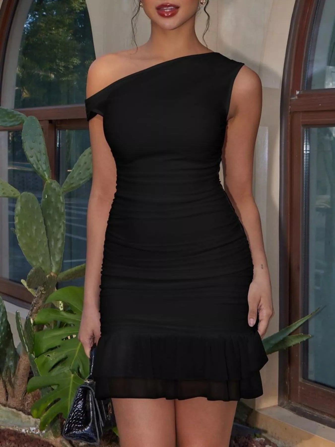 Ruffled Single Shoulder Mini Dress - Flip Flop Dynasty