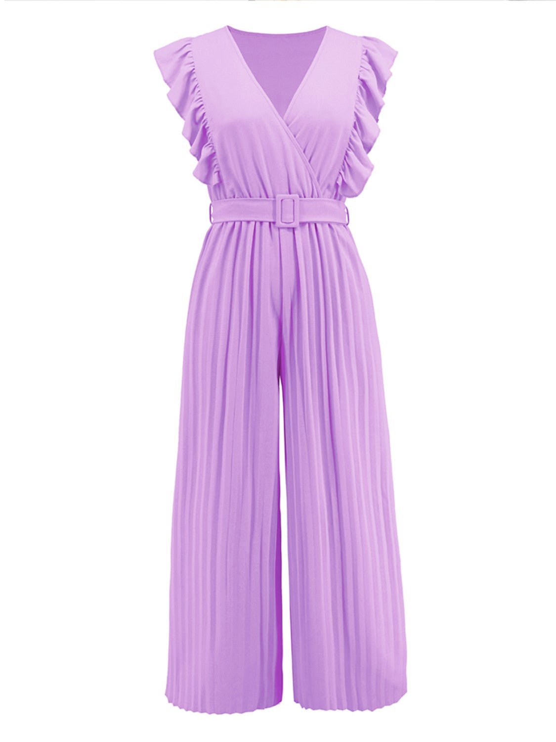 Ruffled Surplice Cap Sleeve Jumpsuit - Flip Flop Dynasty