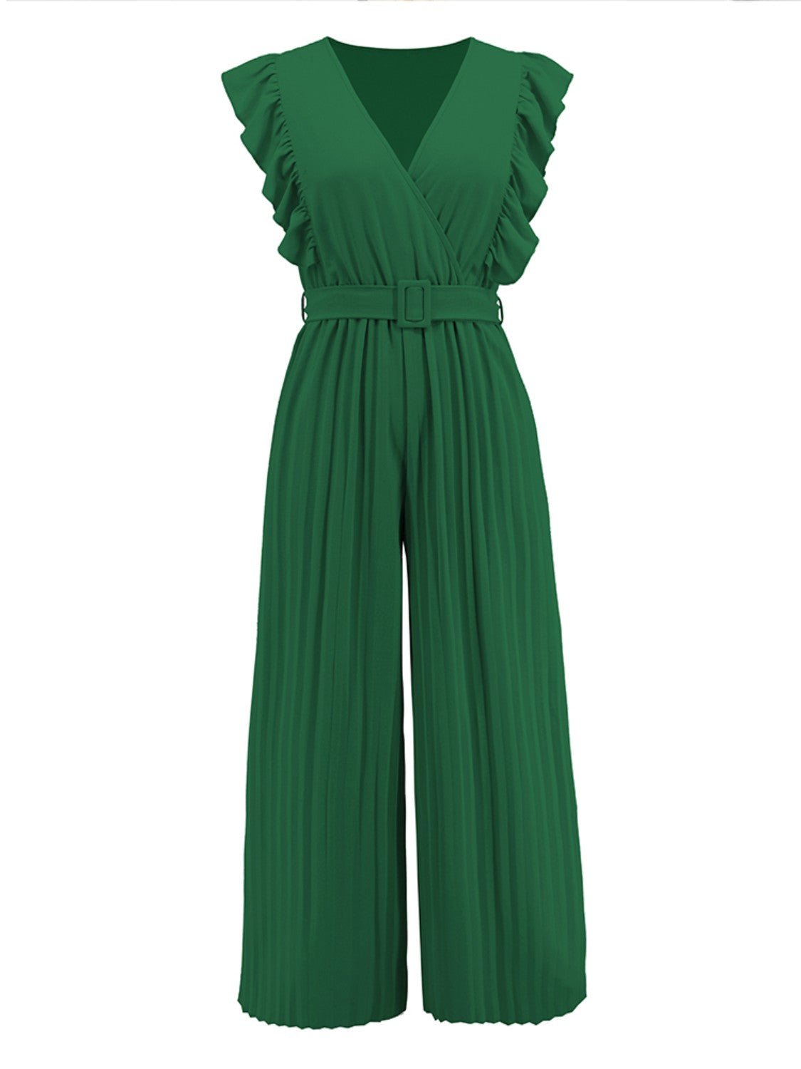 Ruffled Surplice Cap Sleeve Jumpsuit - Flip Flop Dynasty