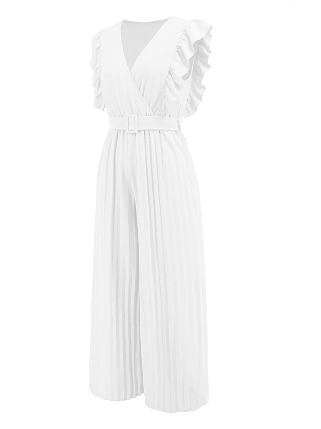 Ruffled Surplice Cap Sleeve Jumpsuit - Flip Flop Dynasty