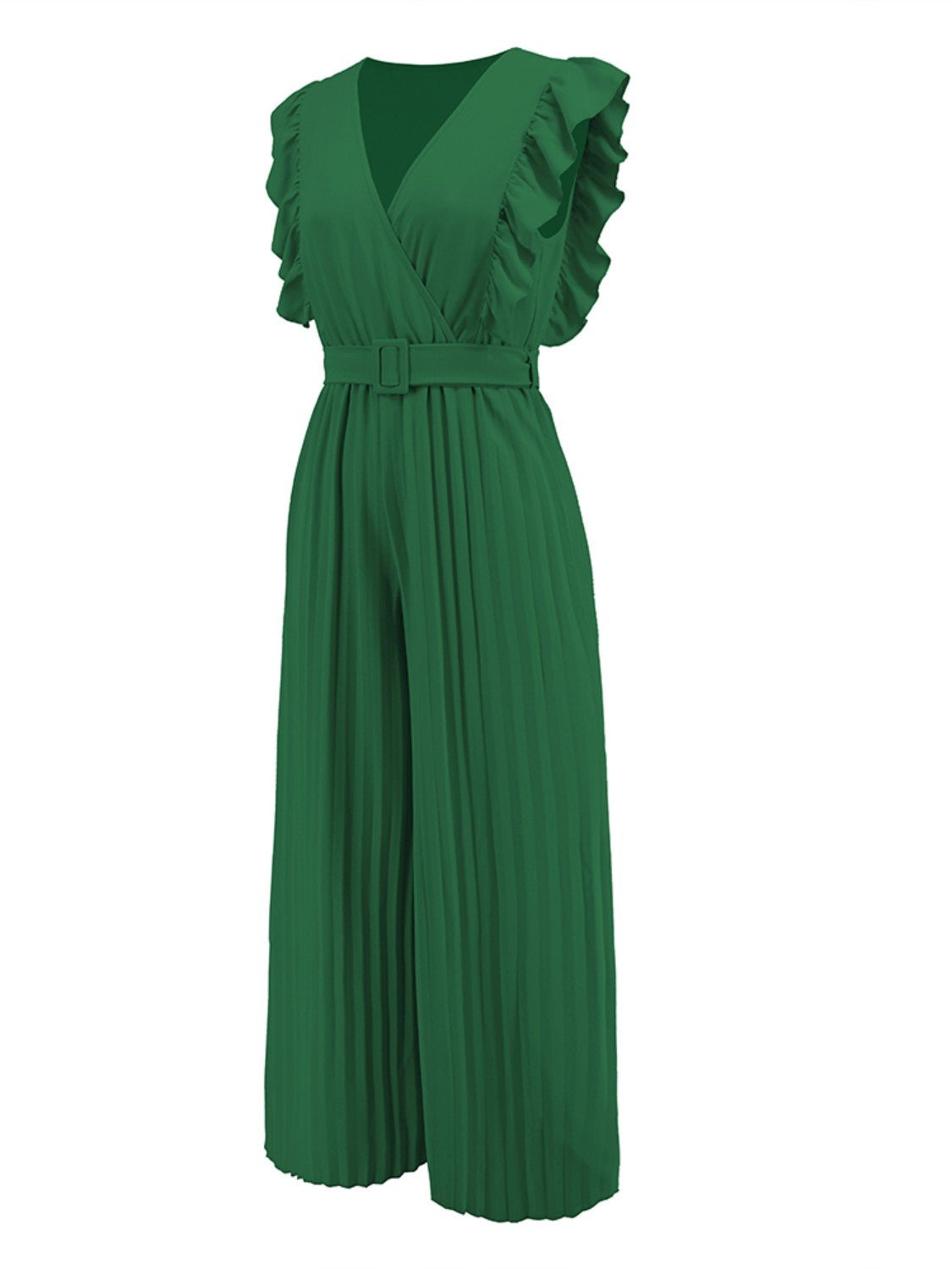 Ruffled Surplice Cap Sleeve Jumpsuit - Flip Flop Dynasty