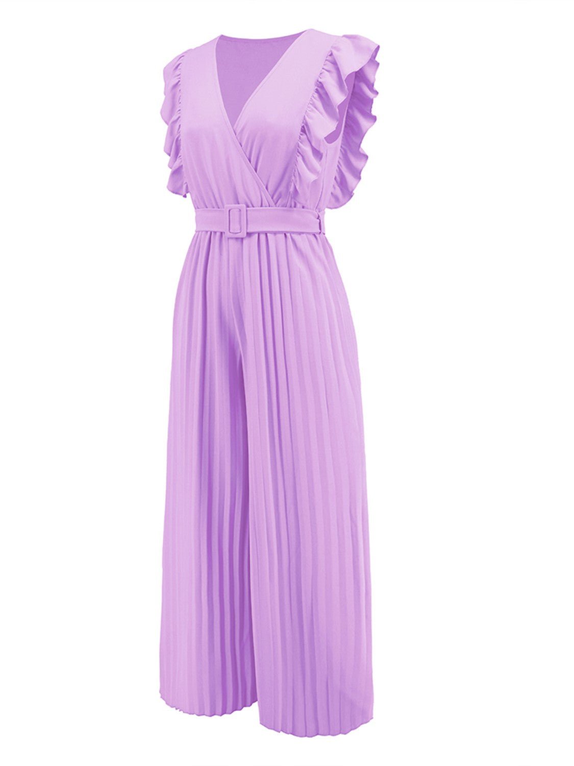 Ruffled Surplice Cap Sleeve Jumpsuit - Flip Flop Dynasty