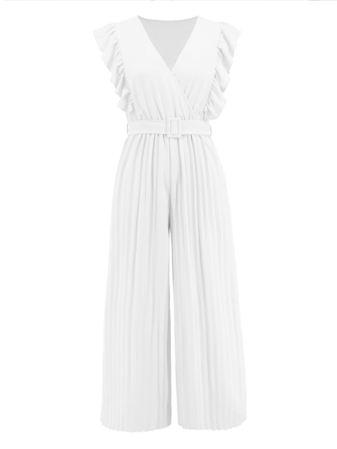 Ruffled Surplice Cap Sleeve Jumpsuit - Flip Flop Dynasty