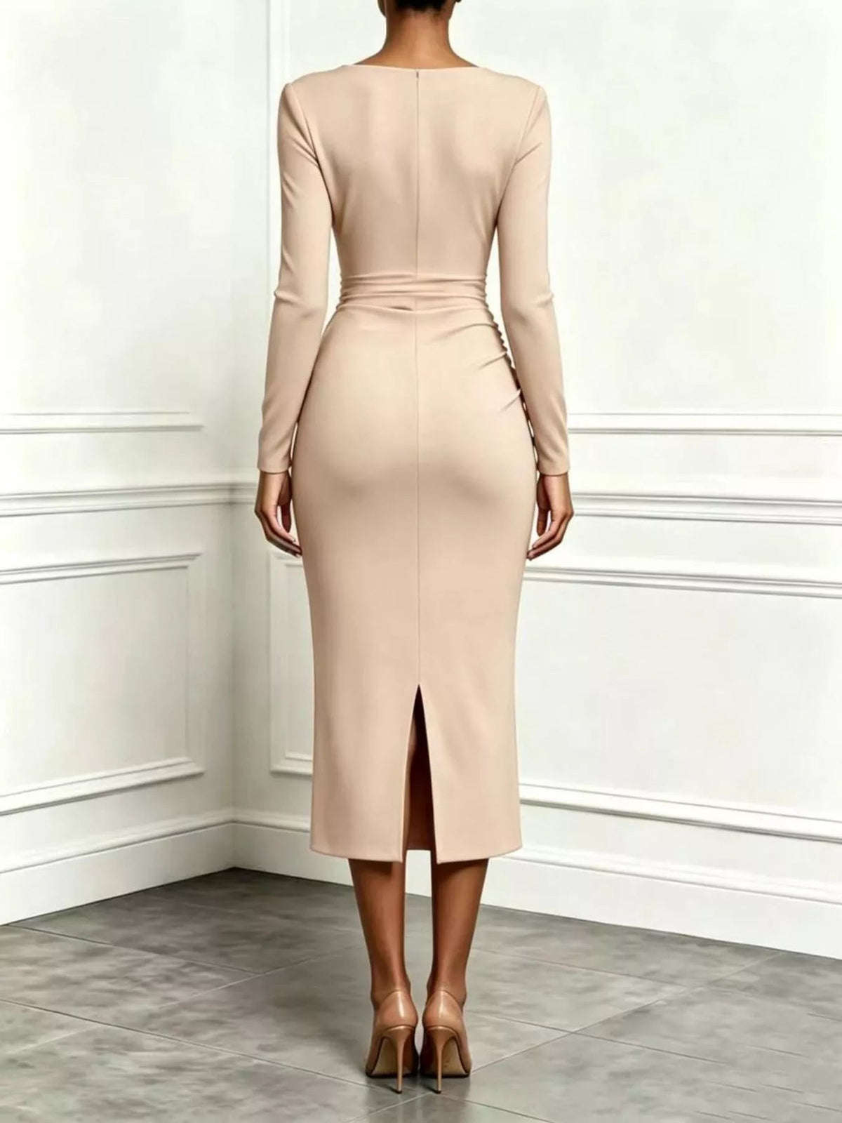Ruffled Surplice Long Sleeve Dress - Flip Flop Dynasty