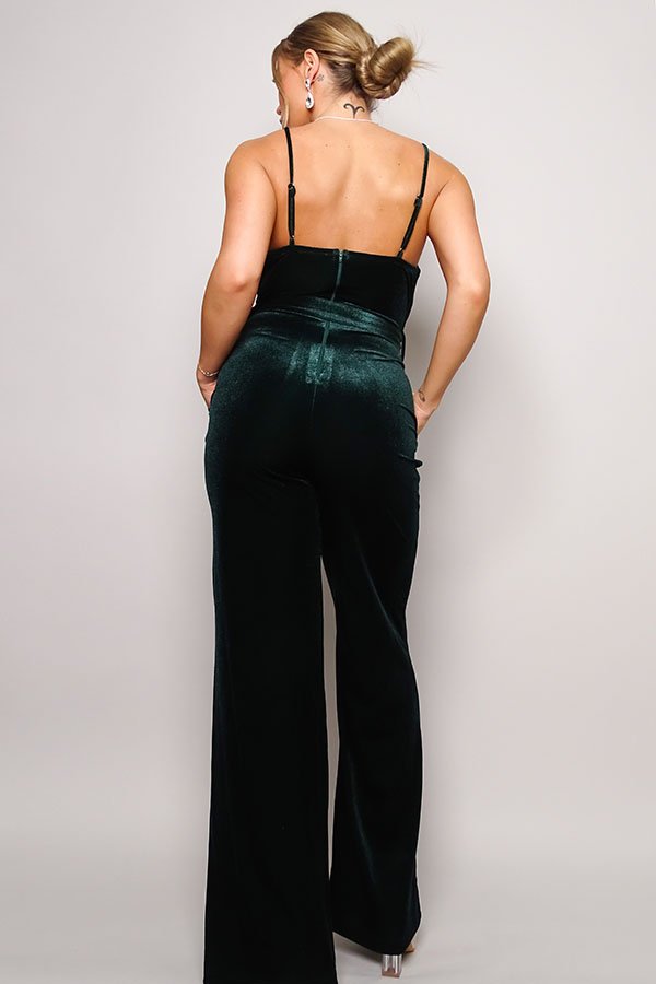 Samba Rhinestone Belt Velvet Jumpsuit - Flip Flop Dynasty