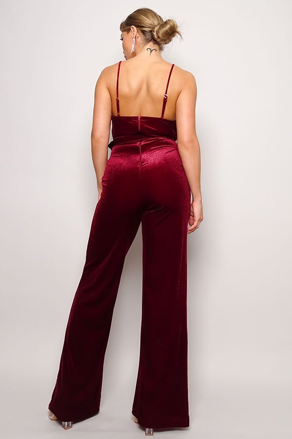 Samba Rhinestone Belt Velvet Jumpsuit - Flip Flop Dynasty