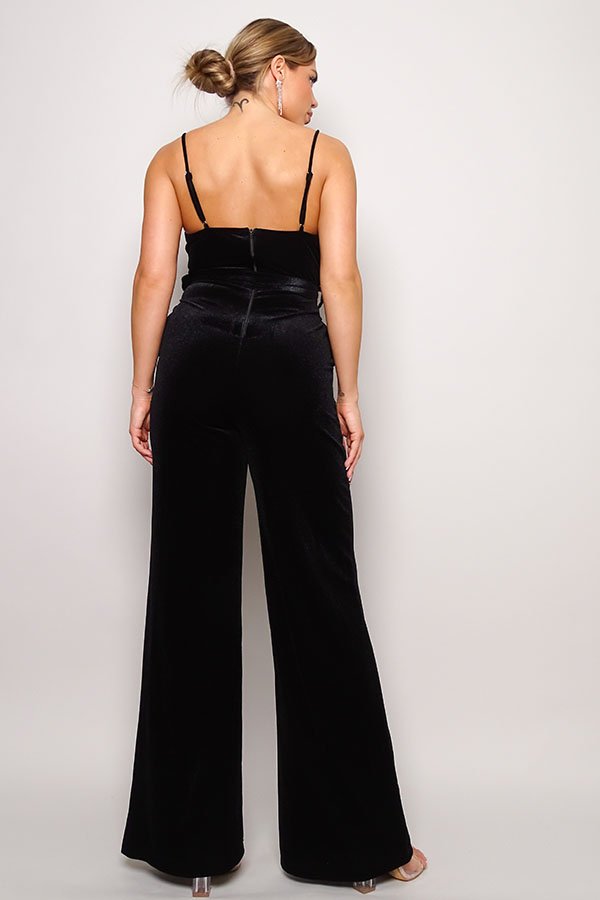 Samba Rhinestone Belt Velvet Jumpsuit - Flip Flop Dynasty