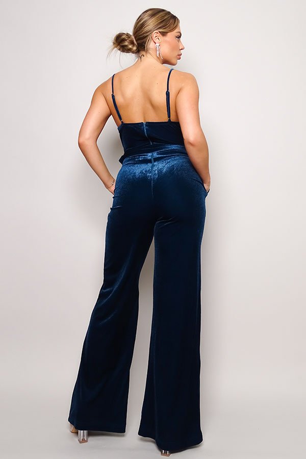 Samba Rhinestone Belt Velvet Jumpsuit - Flip Flop Dynasty