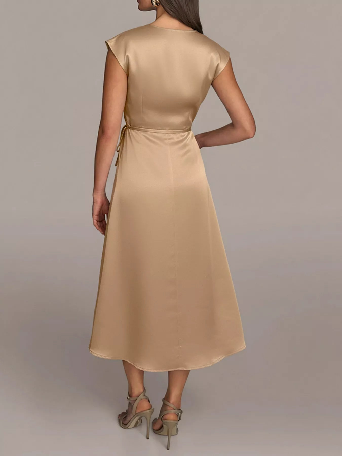 Satin Wrap Midi Dress with Pockets - Flip Flop Dynasty