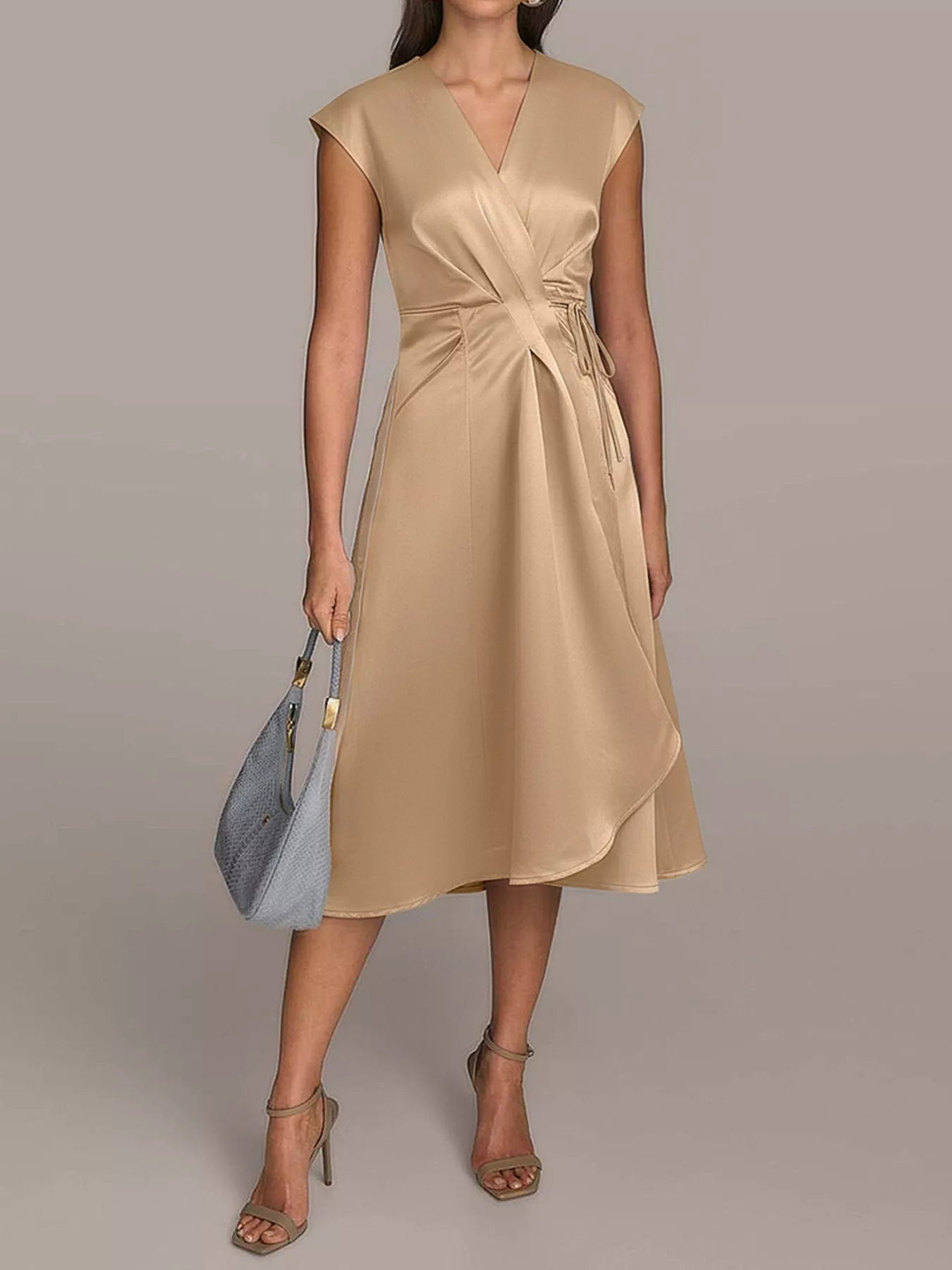 Satin Wrap Midi Dress with Pockets - Flip Flop Dynasty