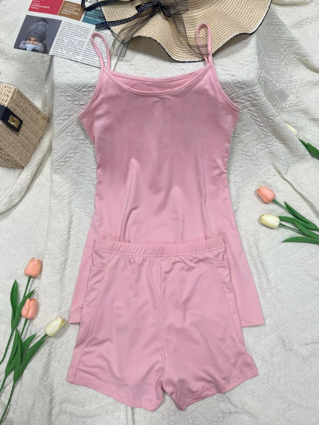 Scoop Neck Cami and Shorts Active Set - Flip Flop Dynasty