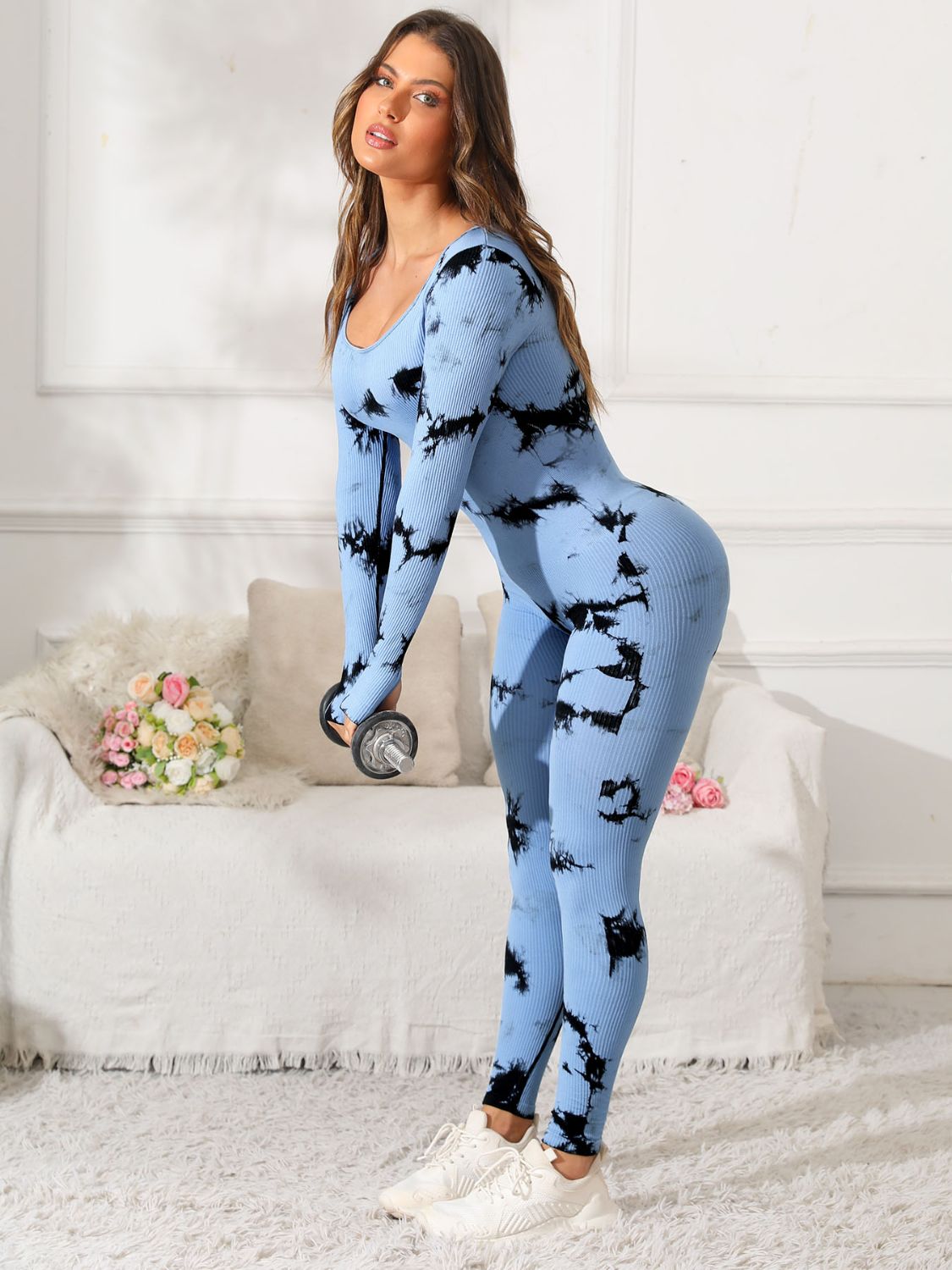 Scoop Neck Long Sleeve Active Jumpsuit - Flip Flop Dynasty