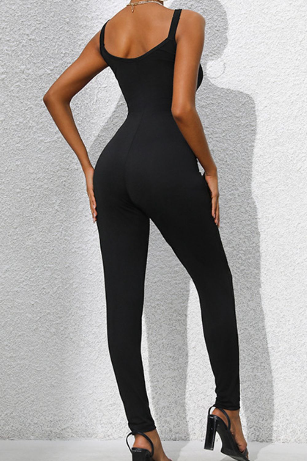 Scoop Neck Wide Strap Skinny Jumpsuit - Flip Flop Dynasty