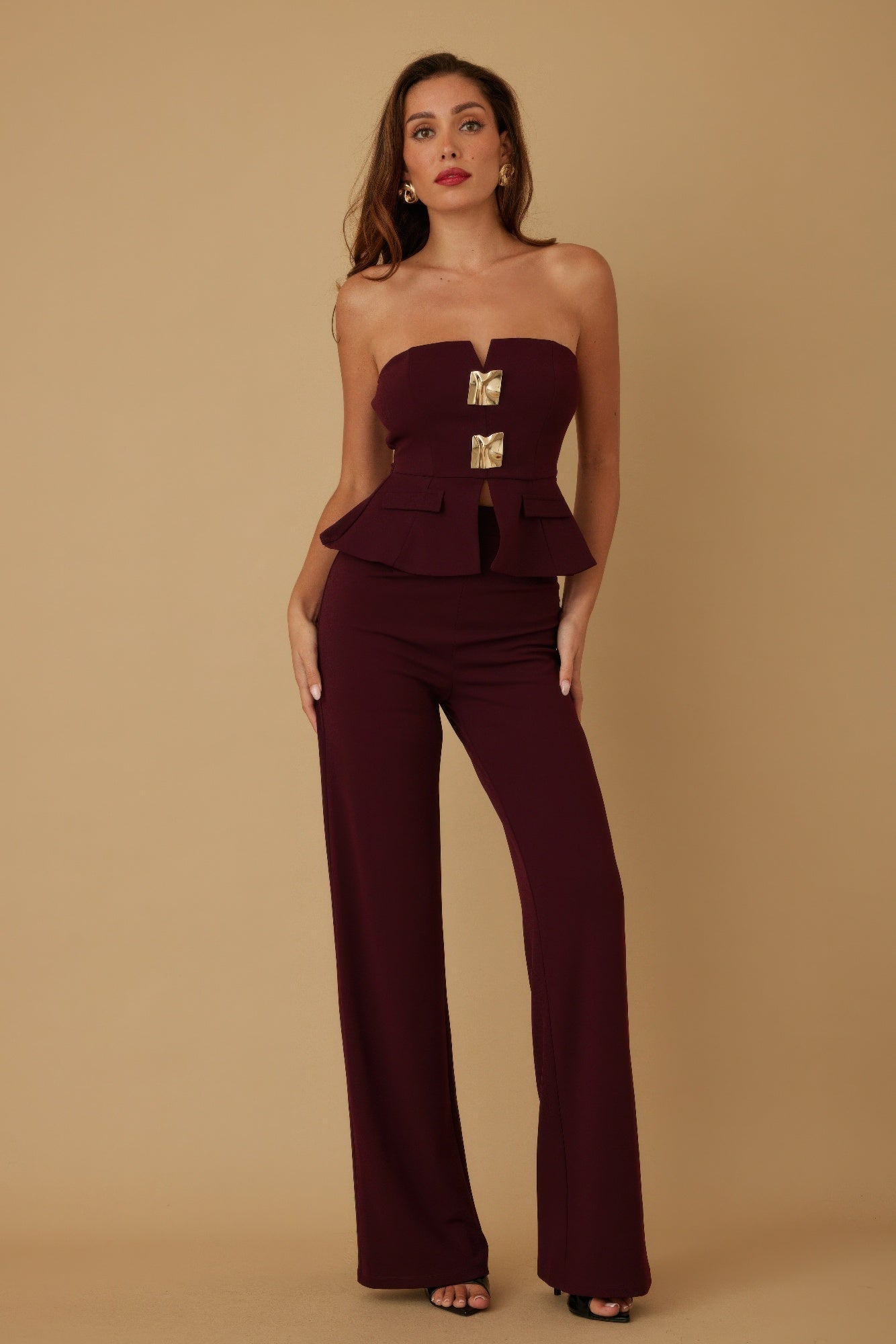 Scrunched Golden Stone Strapless Sets - Flip Flop Dynasty