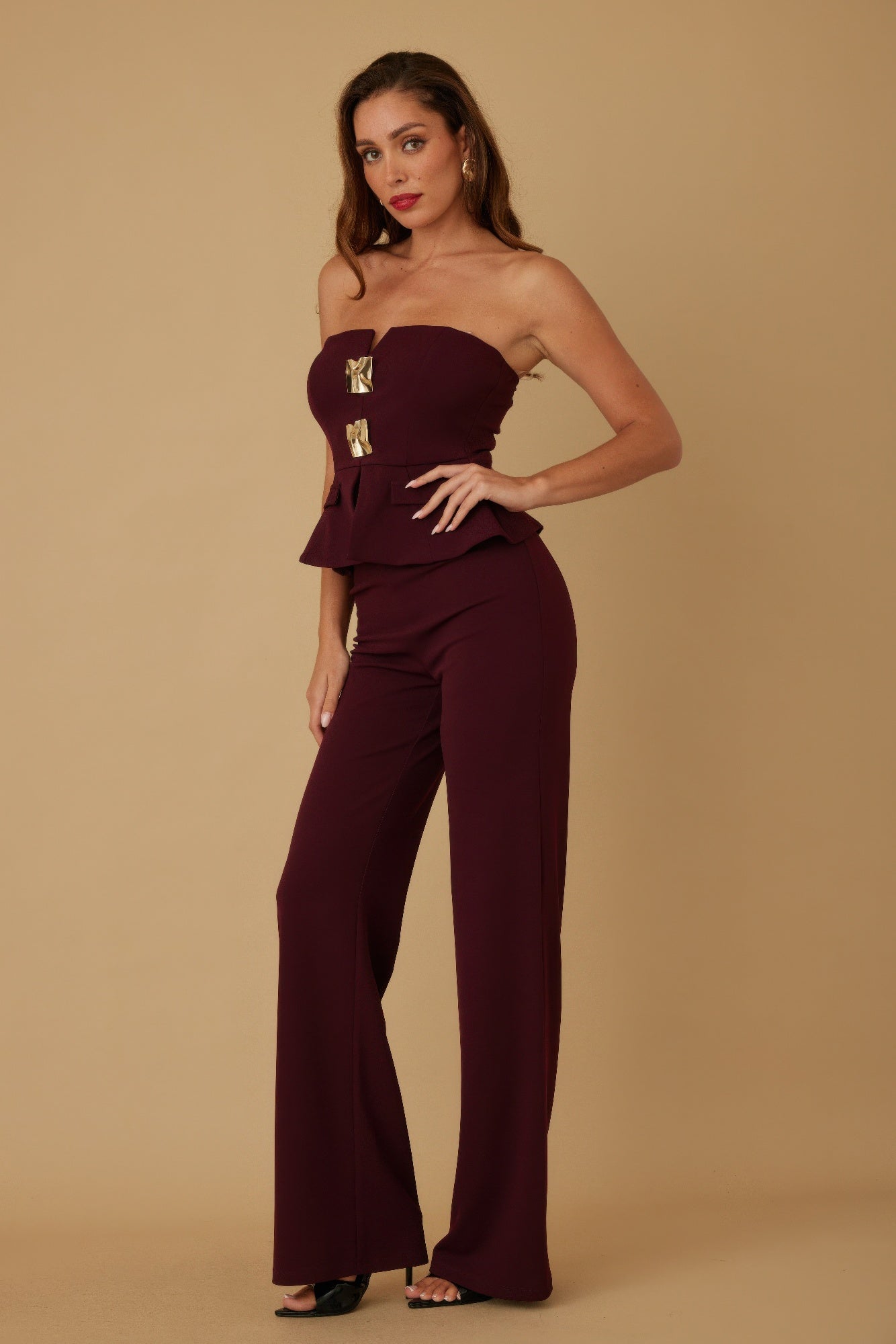 Scrunched Golden Stone Strapless Sets - Flip Flop Dynasty