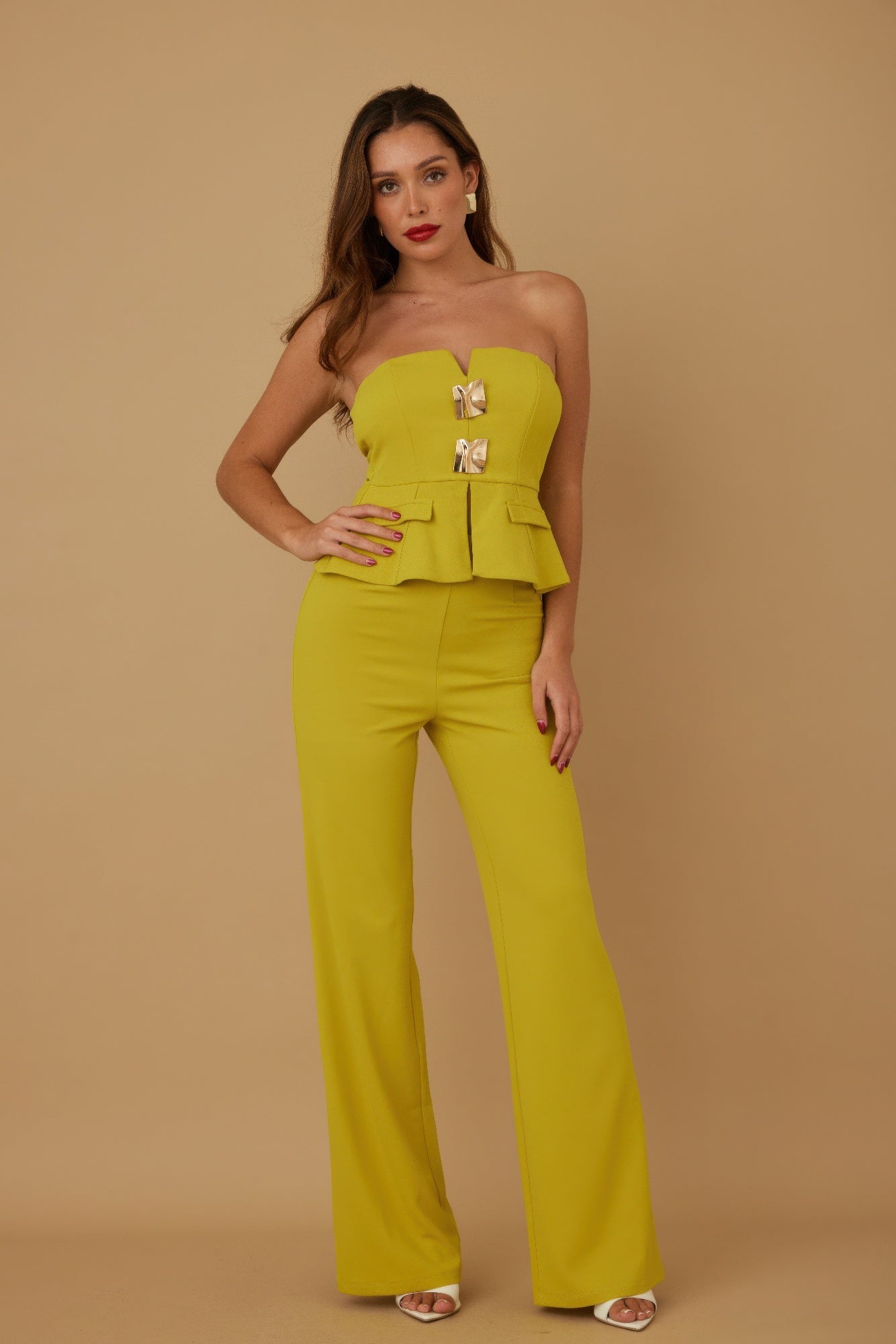 Scrunched Golden Stone Strapless Sets - Flip Flop Dynasty