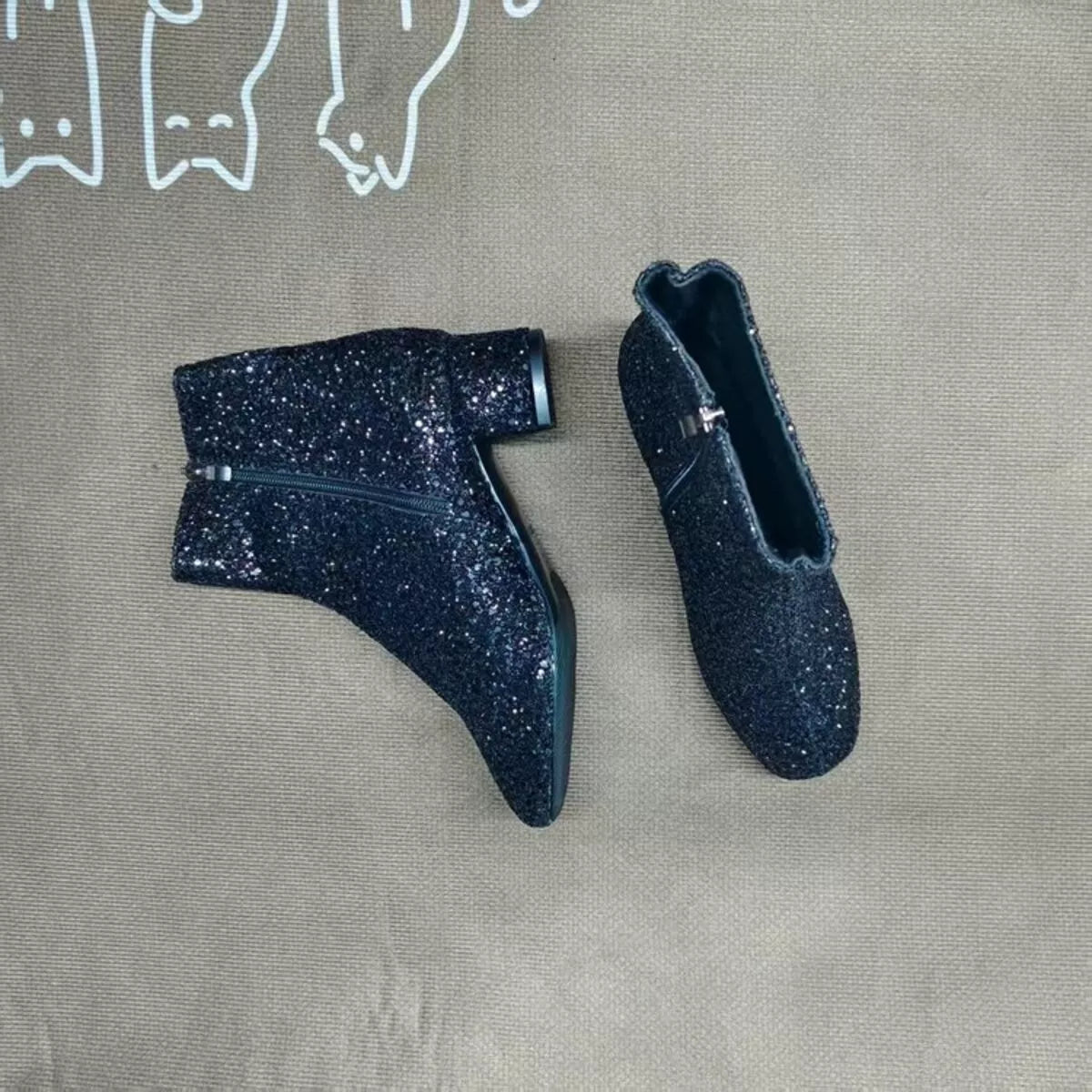 Sequin Block Heels Boots - Flip Flop Dynasty