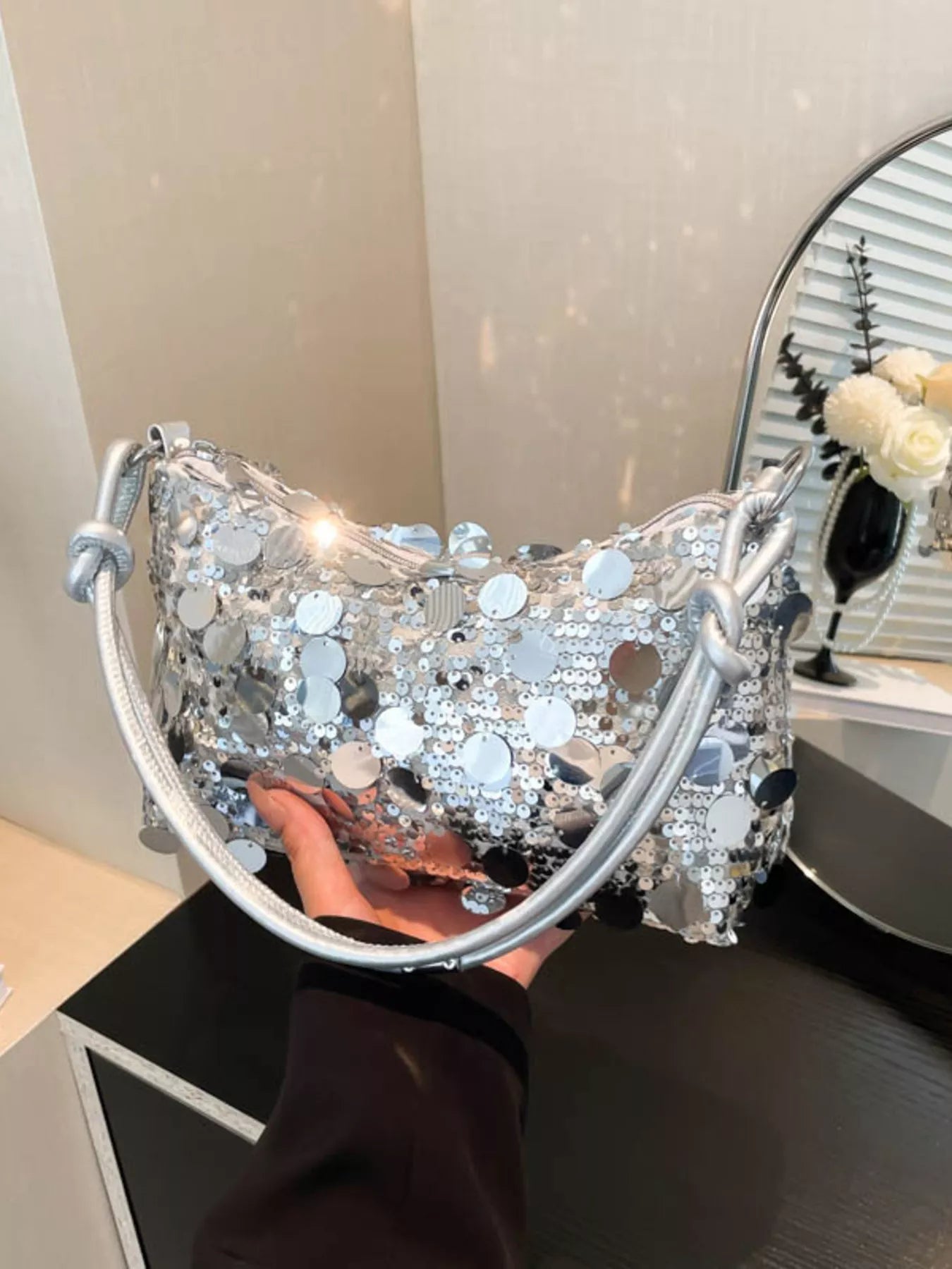 Sequin Embellished Shoulder Bag - Flip Flop Dynasty