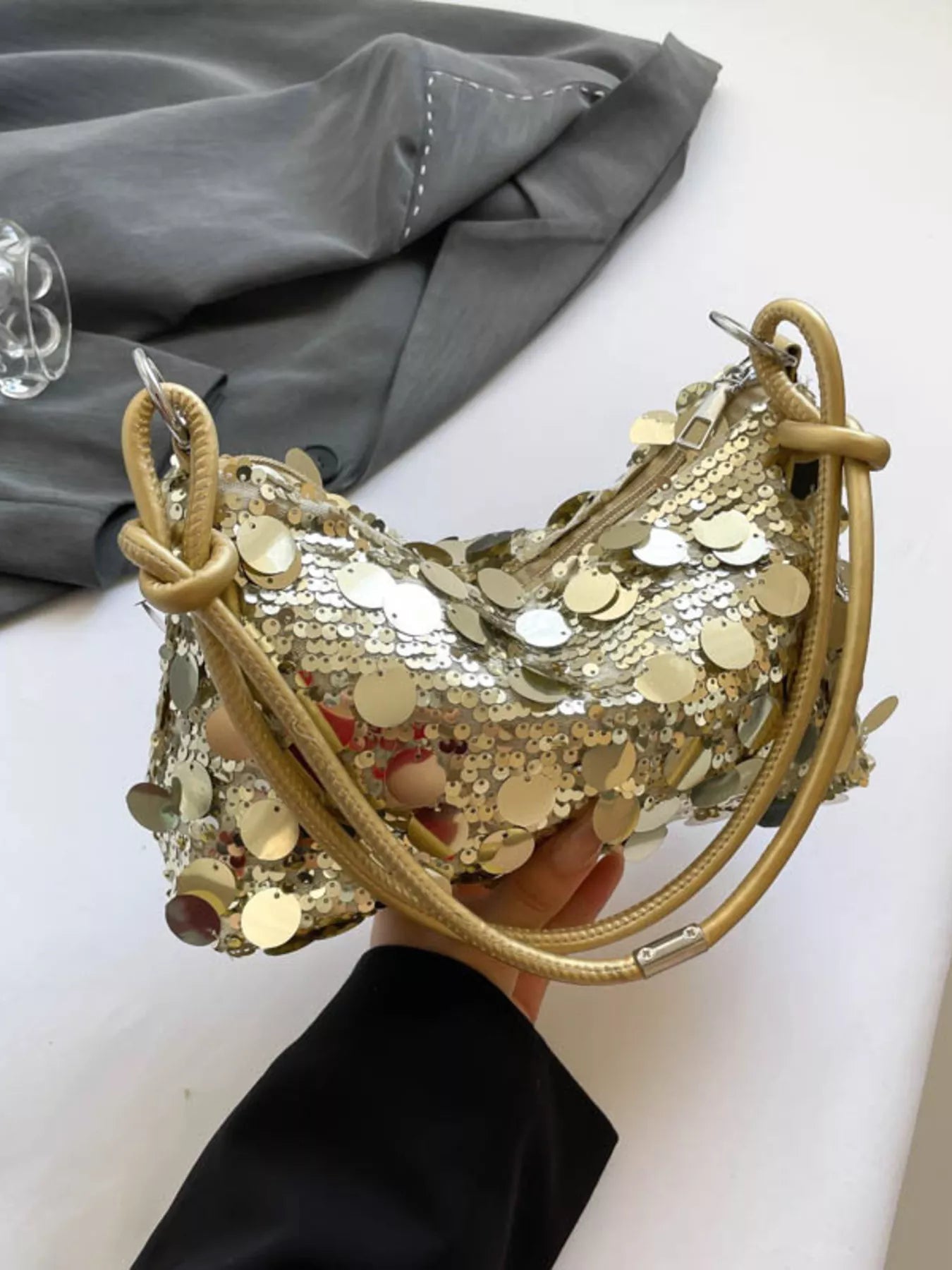 Sequin Embellished Shoulder Bag - Flip Flop Dynasty