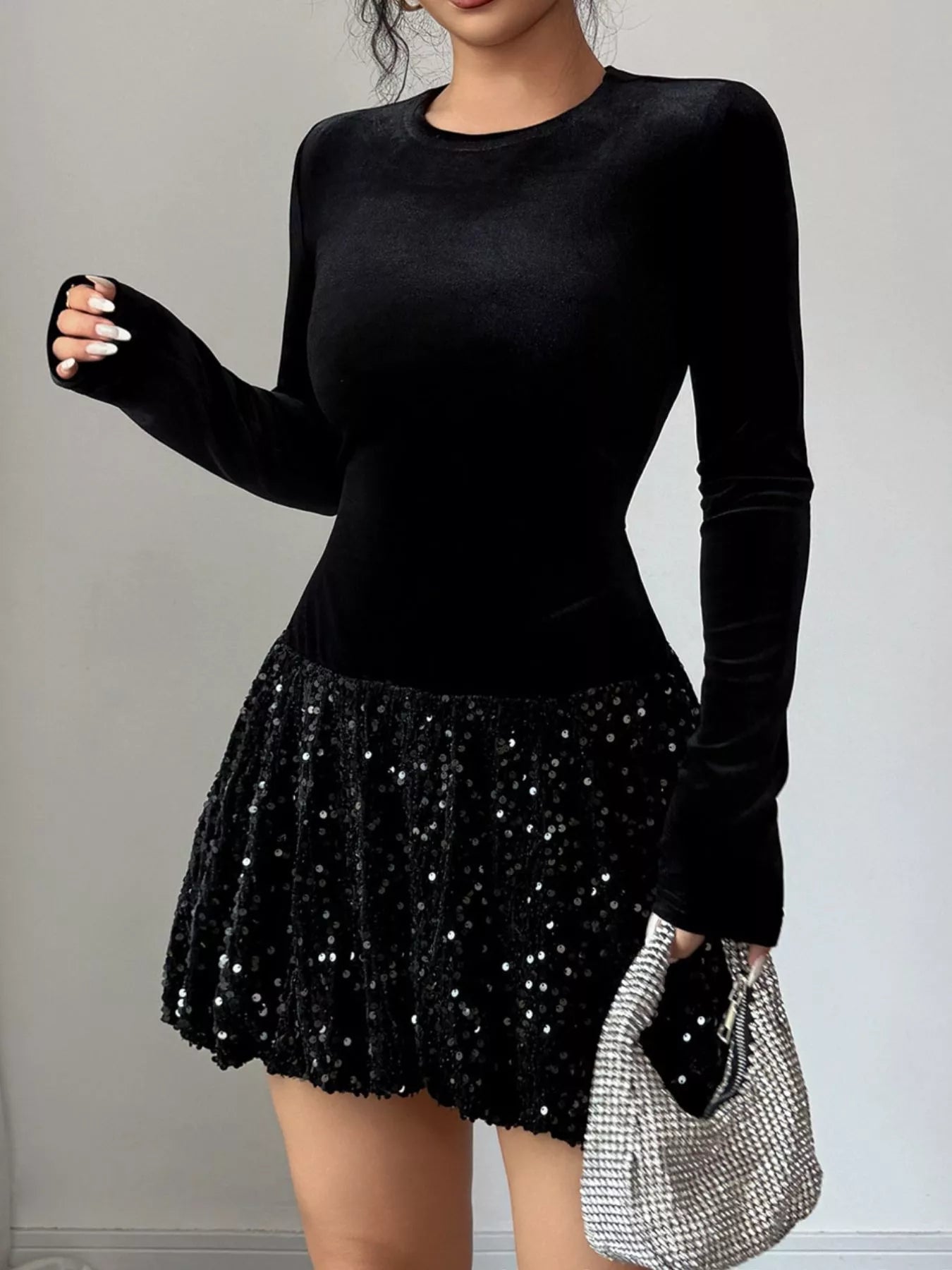 Sequin Long Sleeve Mini Dress - Flip Flop Dynasty