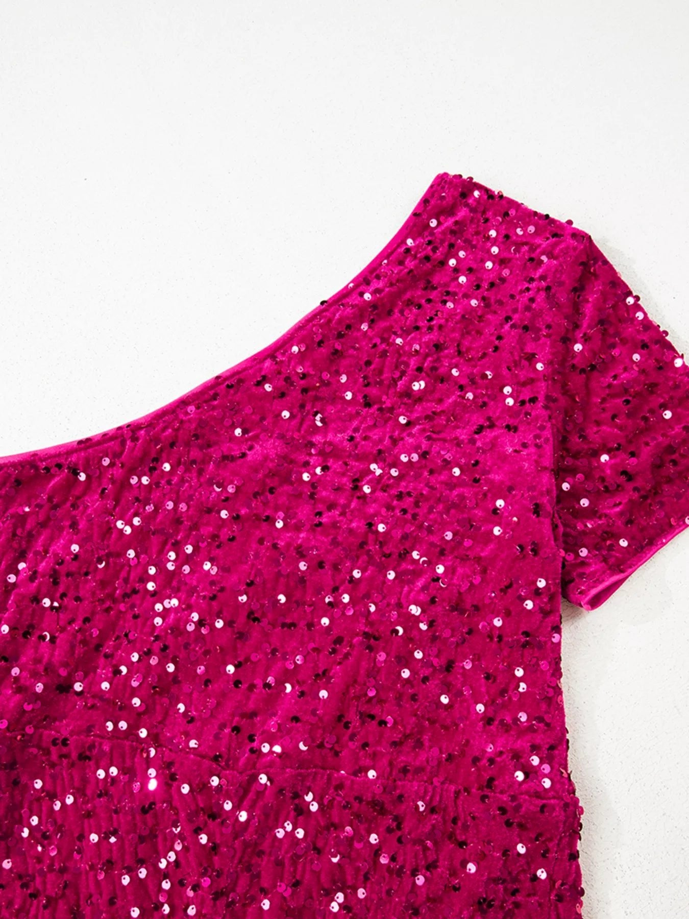 Sequin One - Shoulder Dress with High Slit - Flip Flop Dynasty