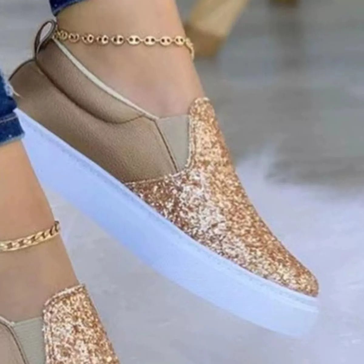 Sequin Round Toe Platform Slip - Ons - Flip Flop Dynasty