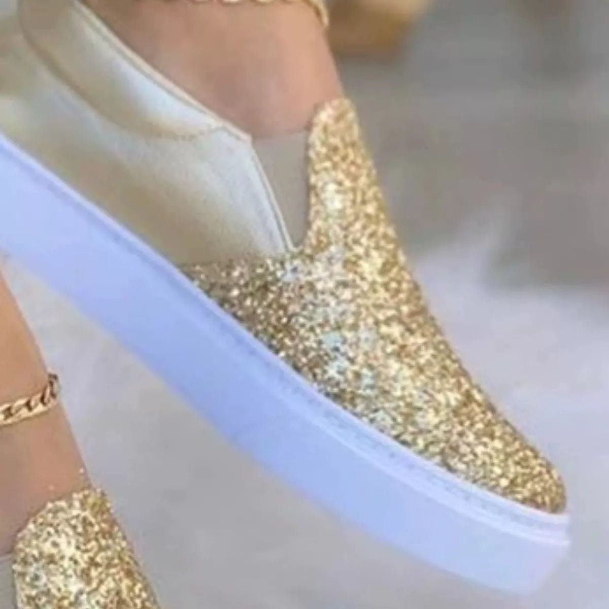 Sequin Round Toe Platform Slip - Ons - Flip Flop Dynasty