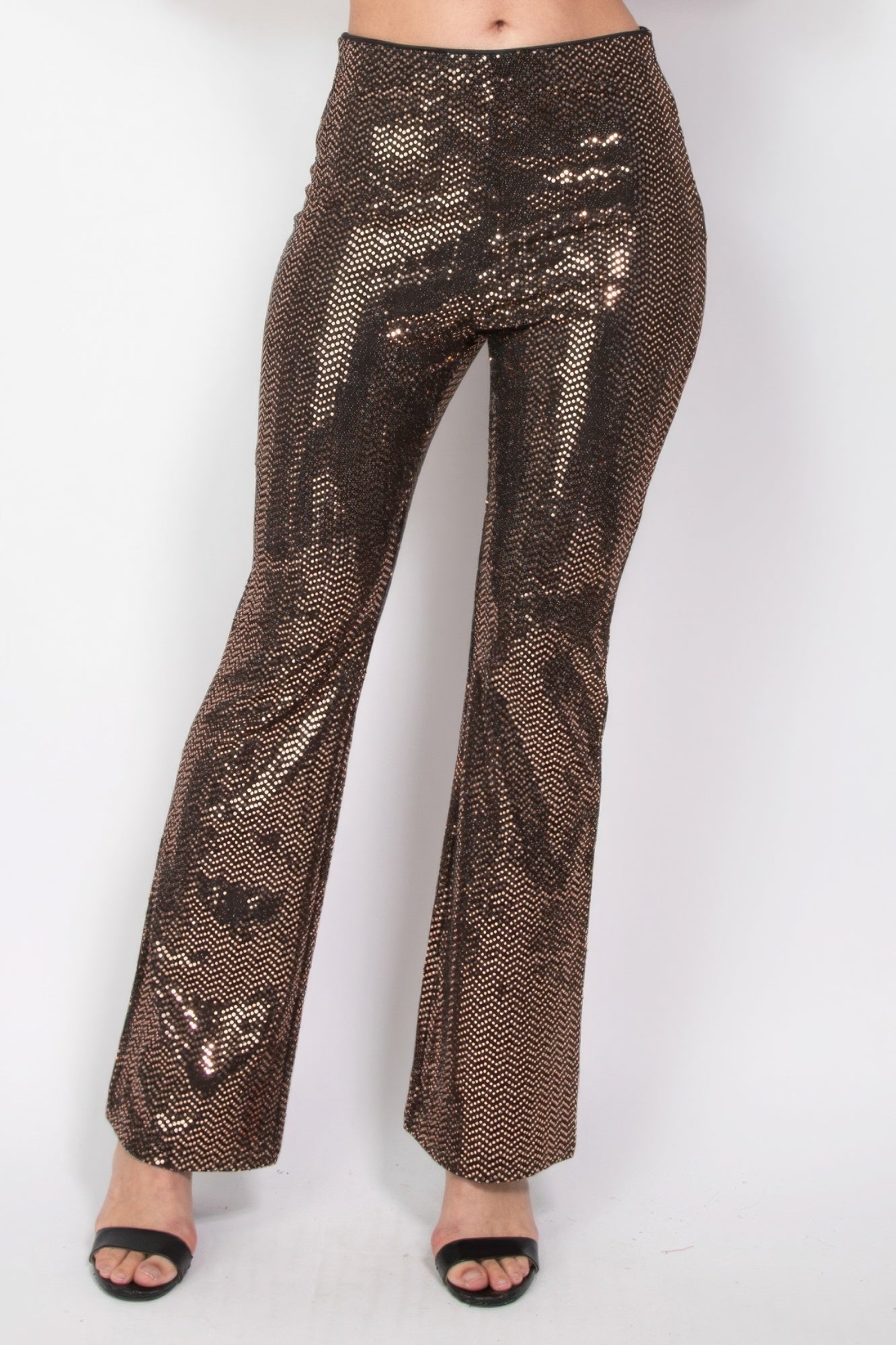 Sequined Fit & Flare Midrise Pants - Flip Flop Dynasty