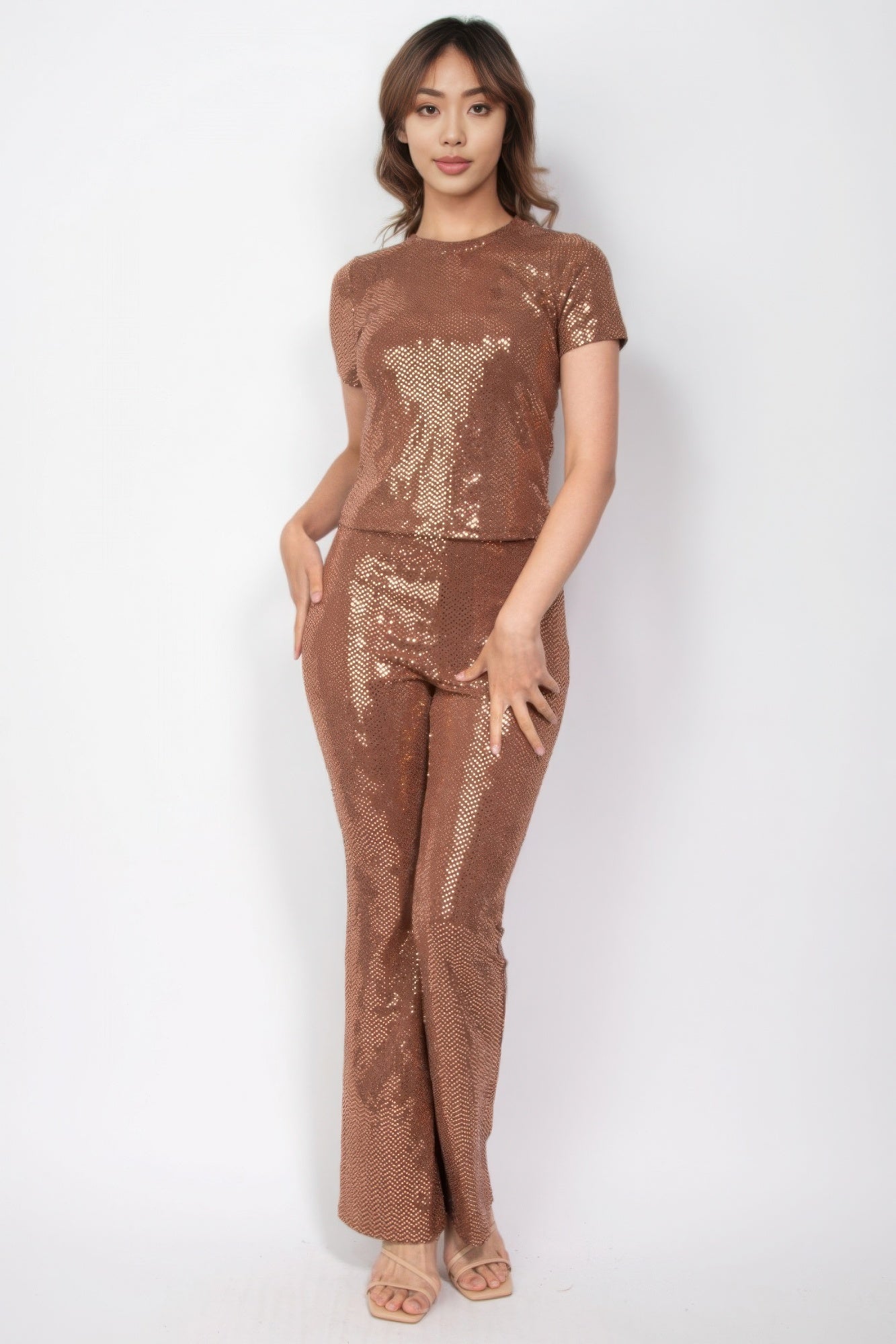 Sequined Fit & Flare Midrise Pants - Flip Flop Dynasty