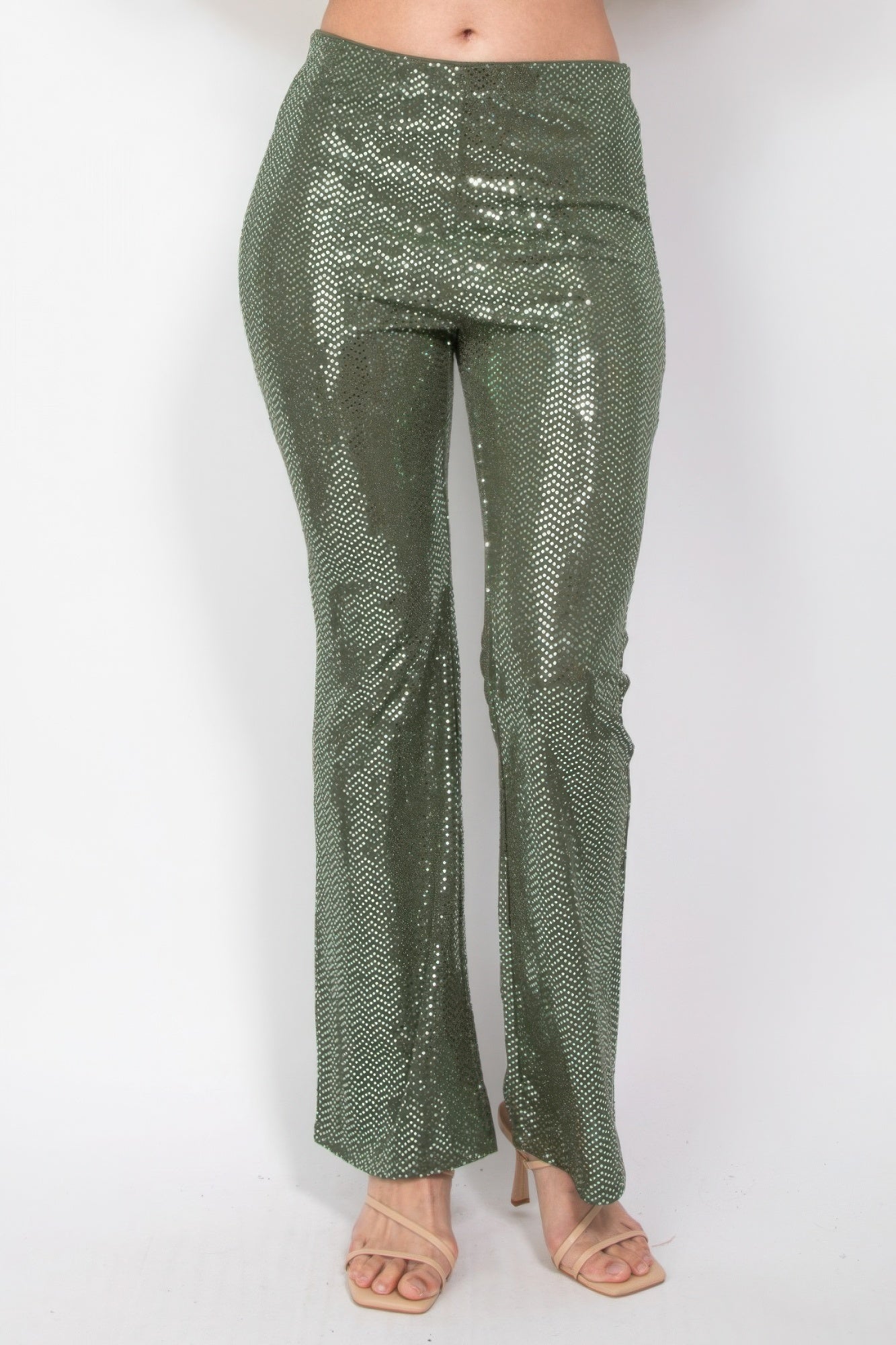 Sequined Fit & Flare Midrise Pants - Flip Flop Dynasty