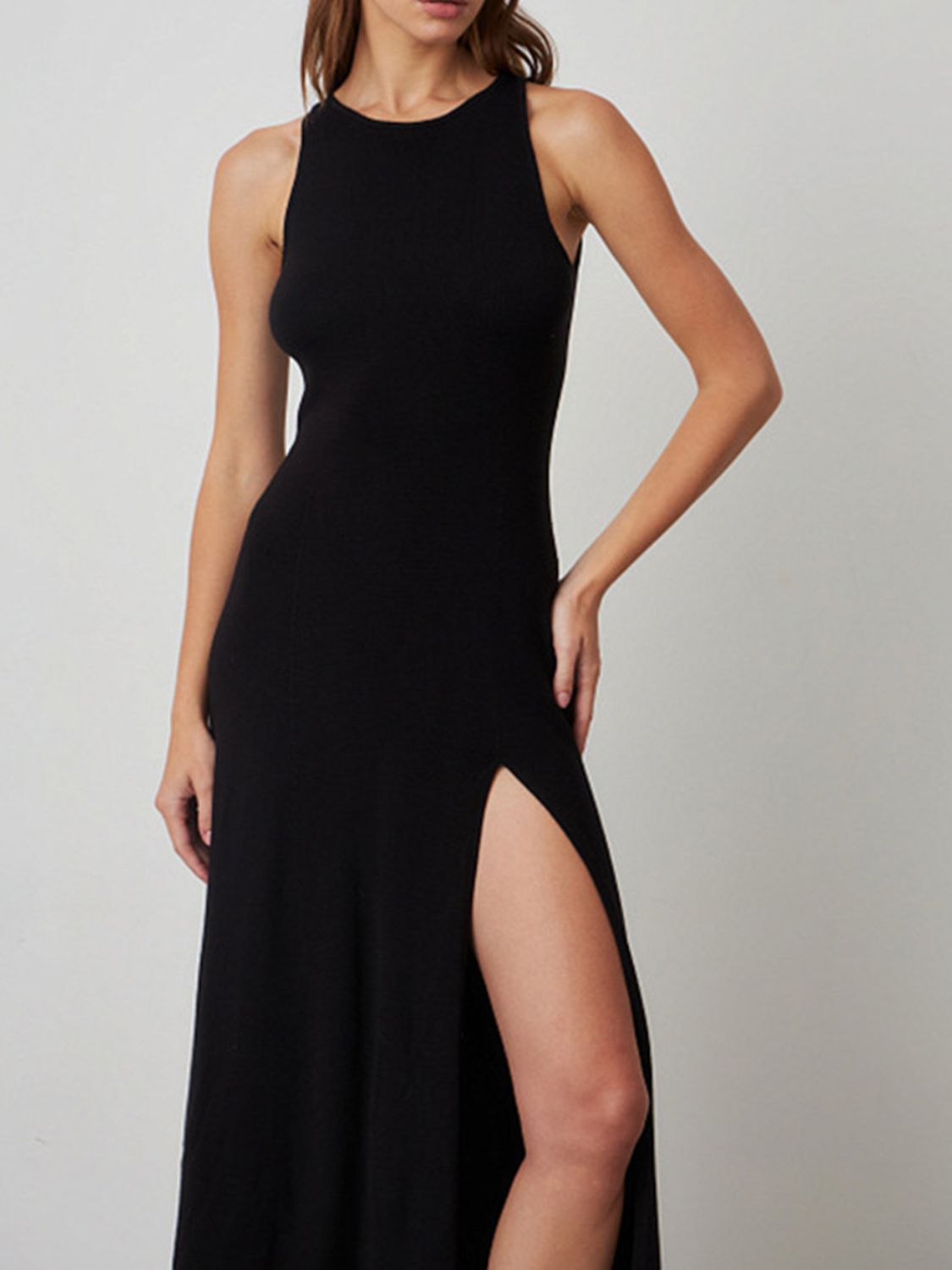 Side Slit Round Neck Sleeveless Dress - Flip Flop Dynasty