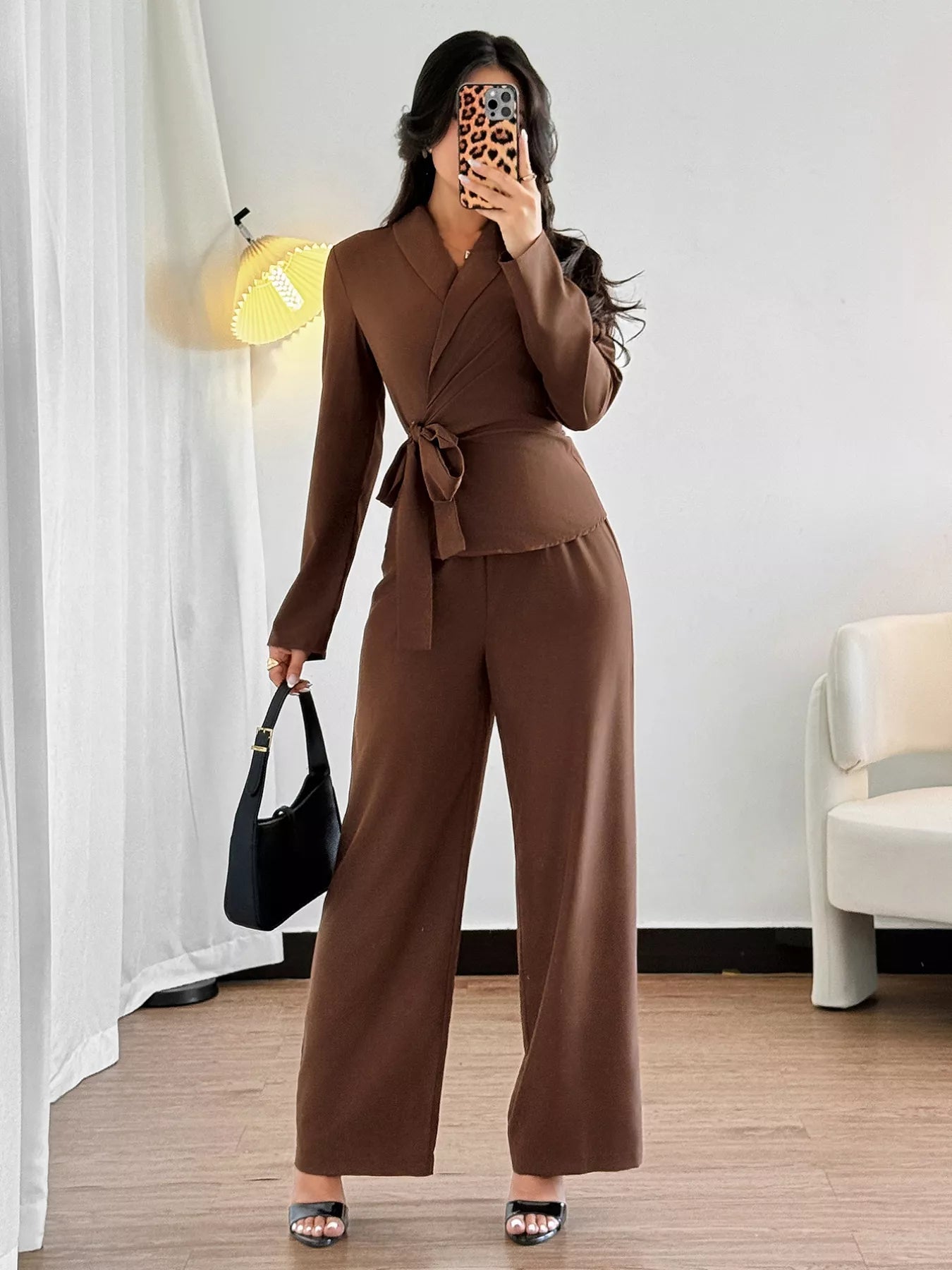 Side Tie Long Sleeve Top and Pants Set - Flip Flop Dynasty