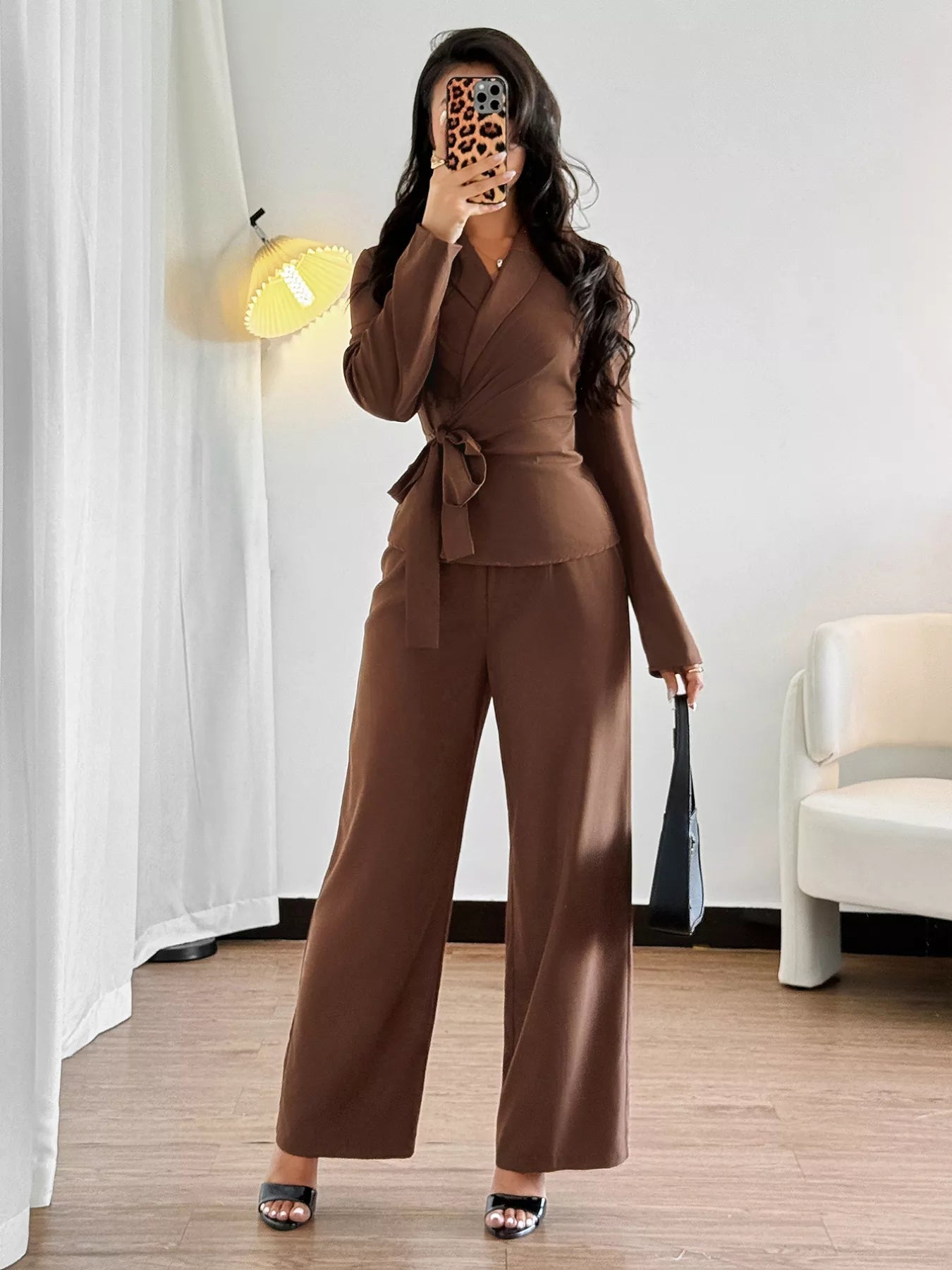 Side Tie Long Sleeve Top and Pants Set - Flip Flop Dynasty