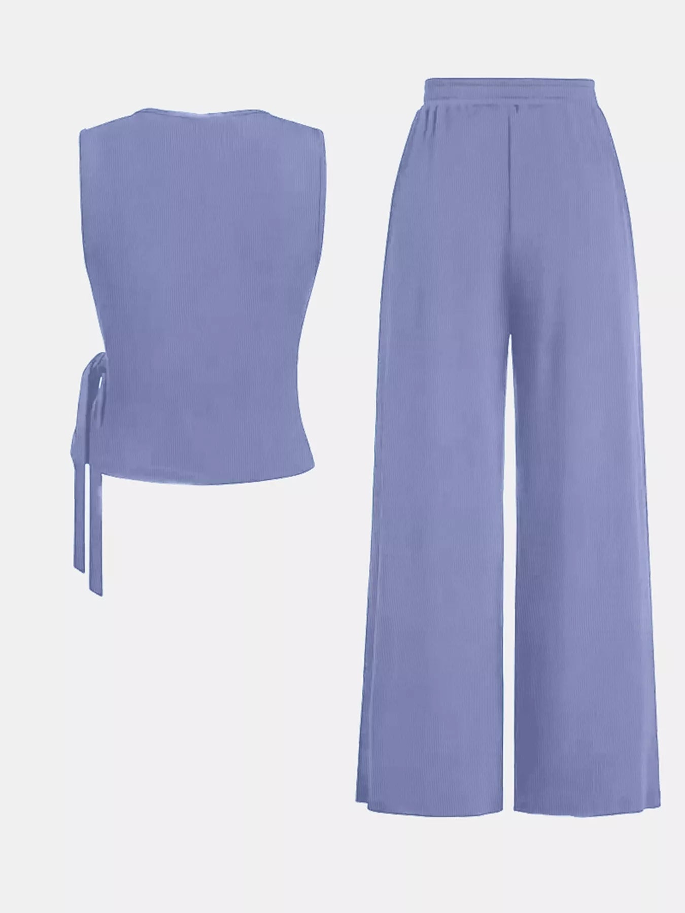 Side Tie Round Neck Tank and Pants Set - Flip Flop Dynasty
