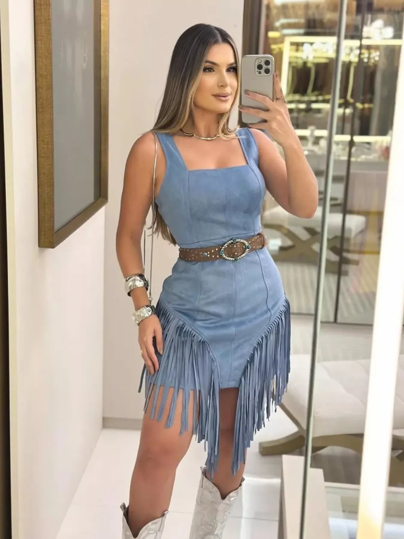 Sleeveless Fringed Mini Dress - Flip Flop Dynasty