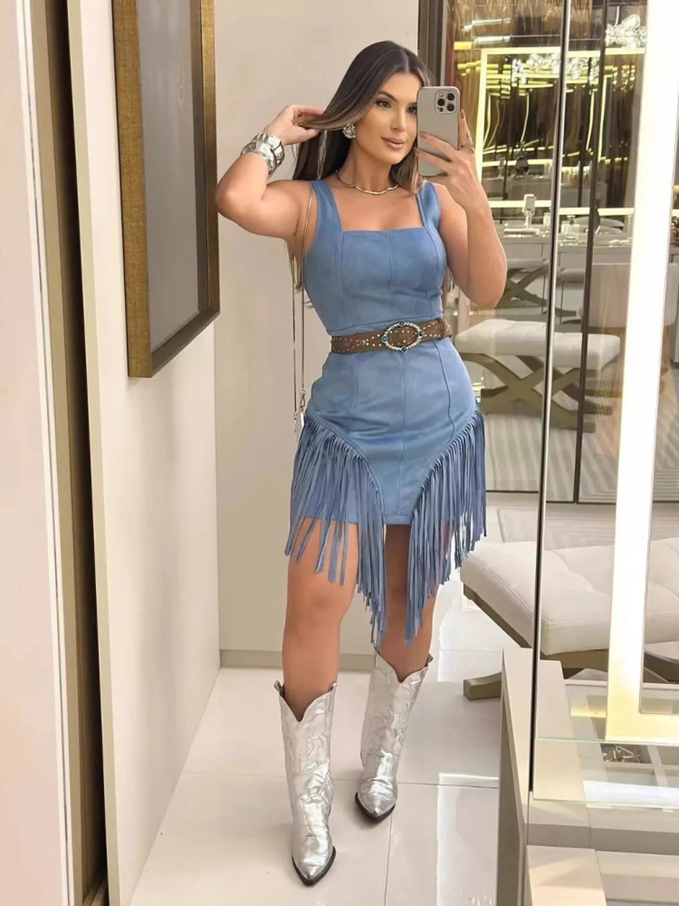 Sleeveless Fringed Mini Dress - Flip Flop Dynasty