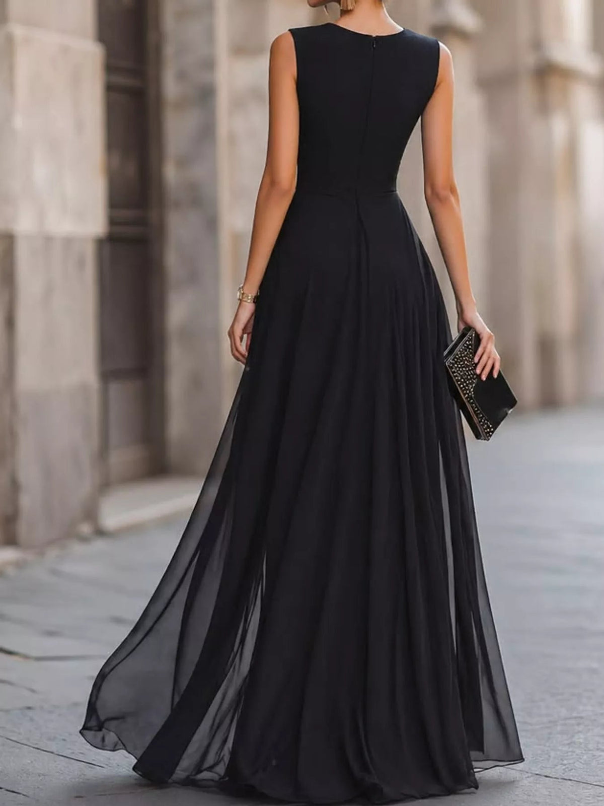 Sleeveless High-Slit Evening Maxi Dress - Flip Flop Dynasty