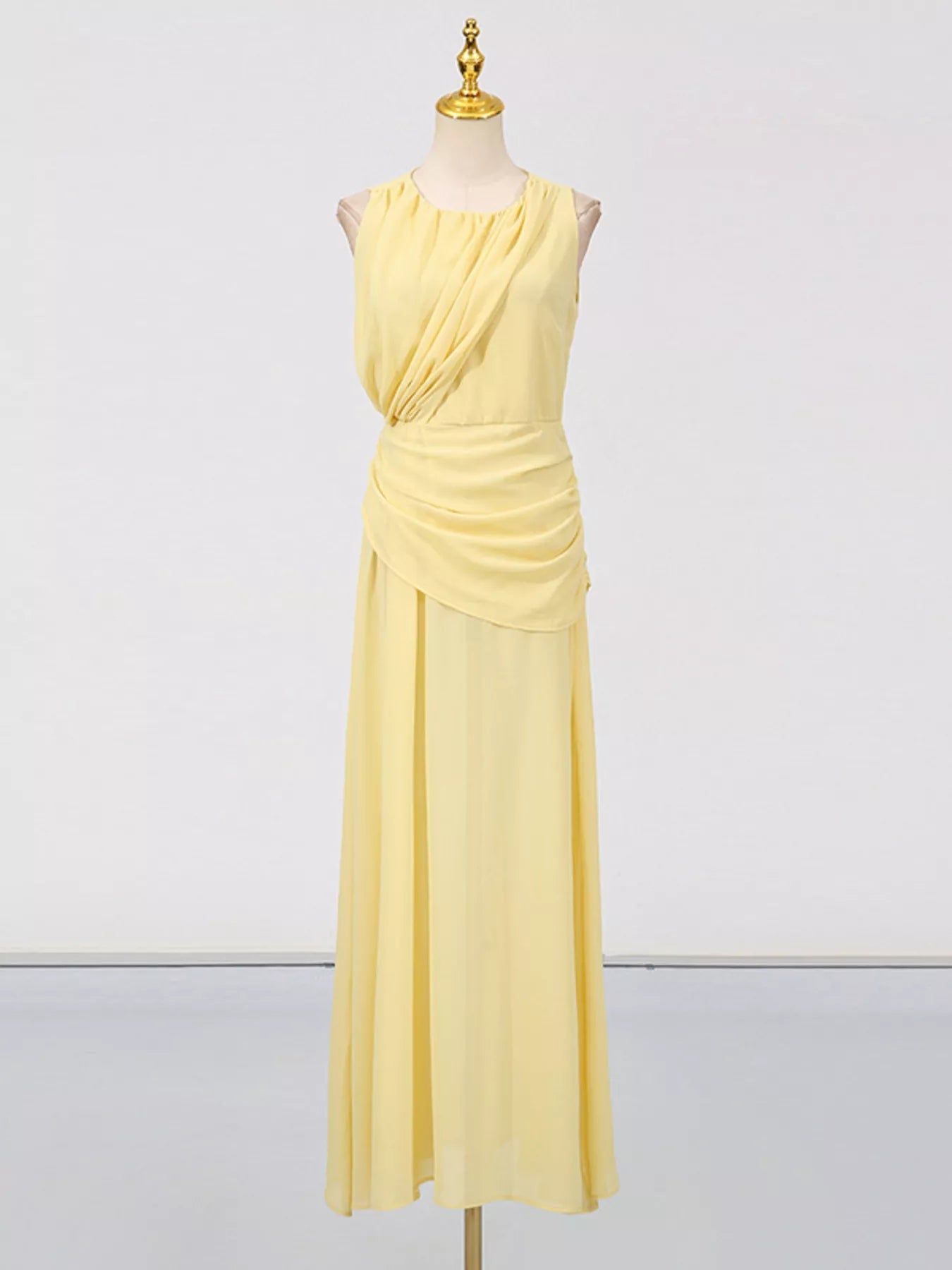 Sleeveless Ruched High - Slit Maxi Dress - Flip Flop Dynasty